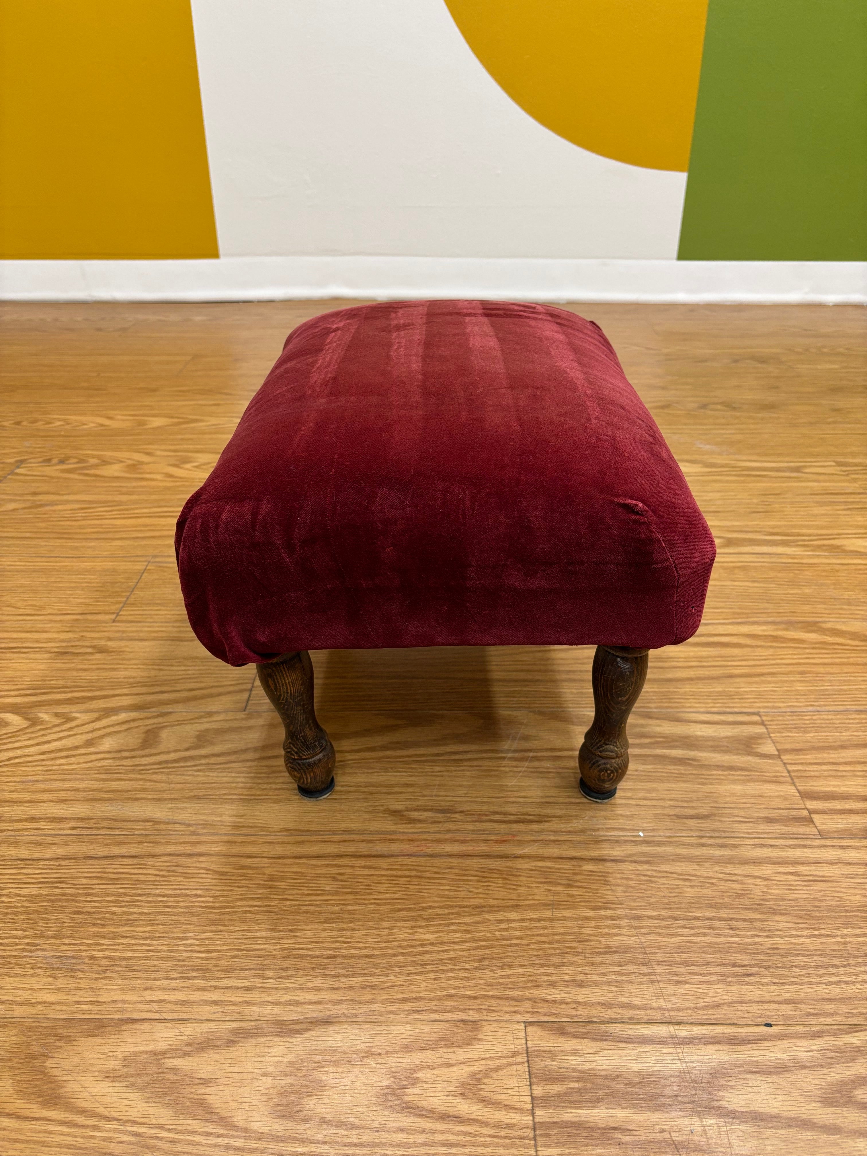 Red Velvet Footstool