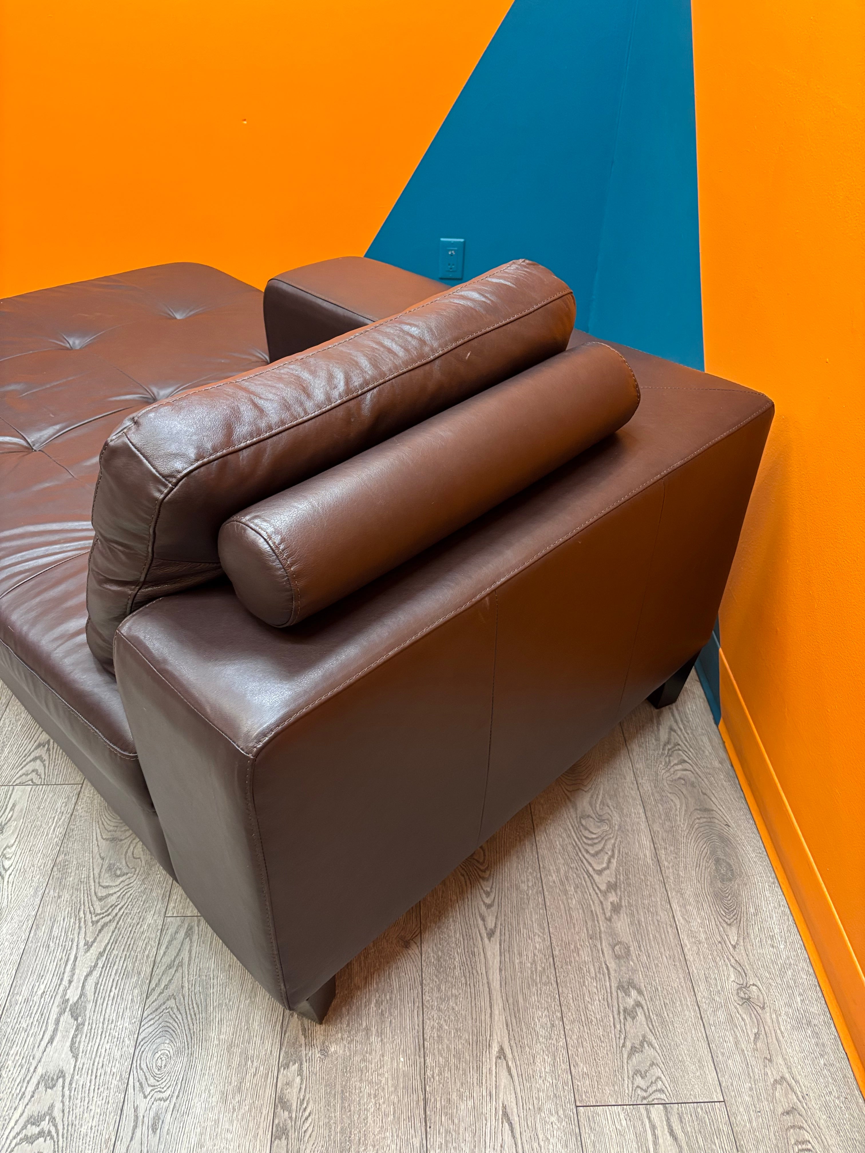 Brown Pleather Chaise Lounge