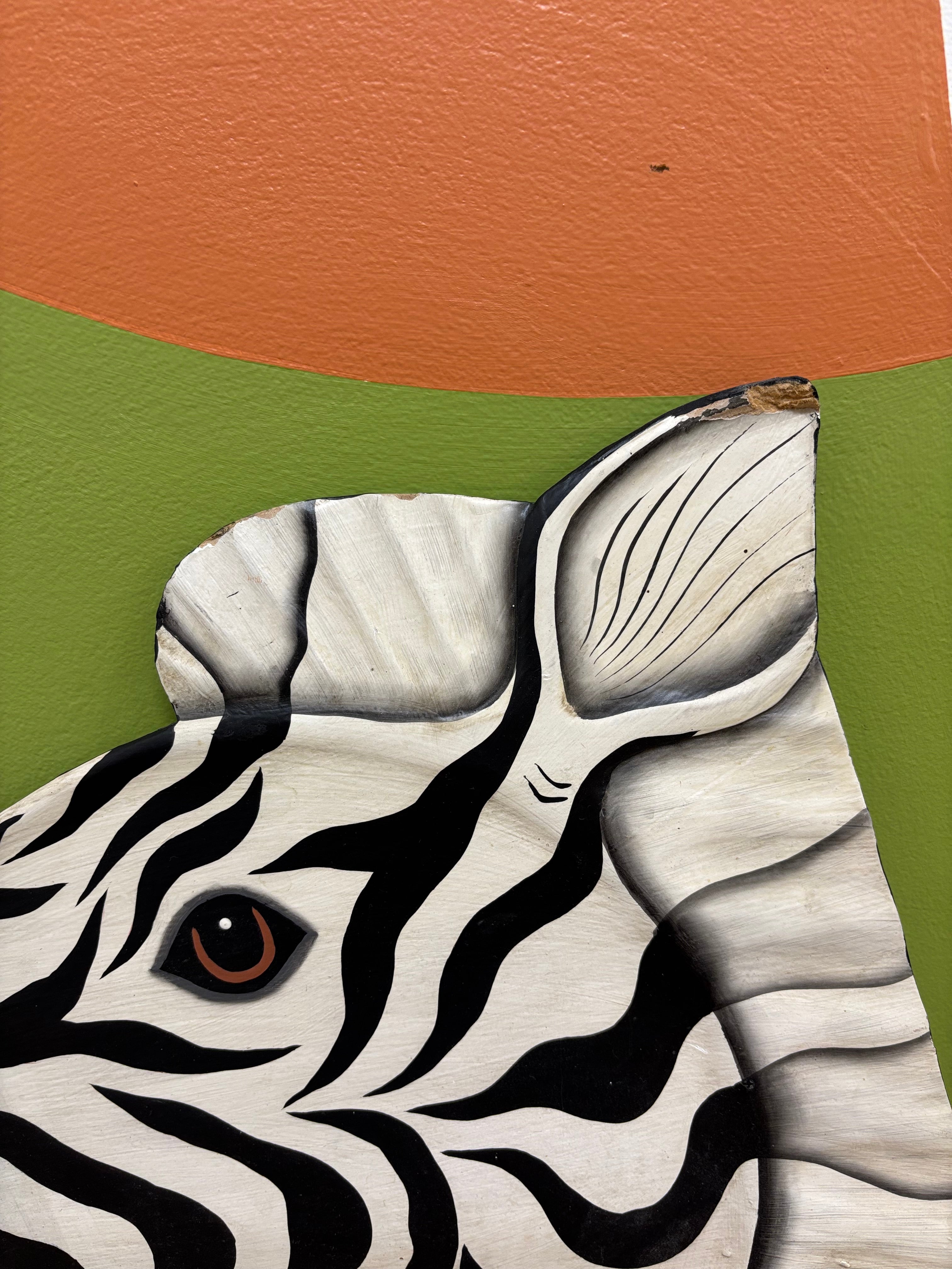 Wood Zebra Head Plaque