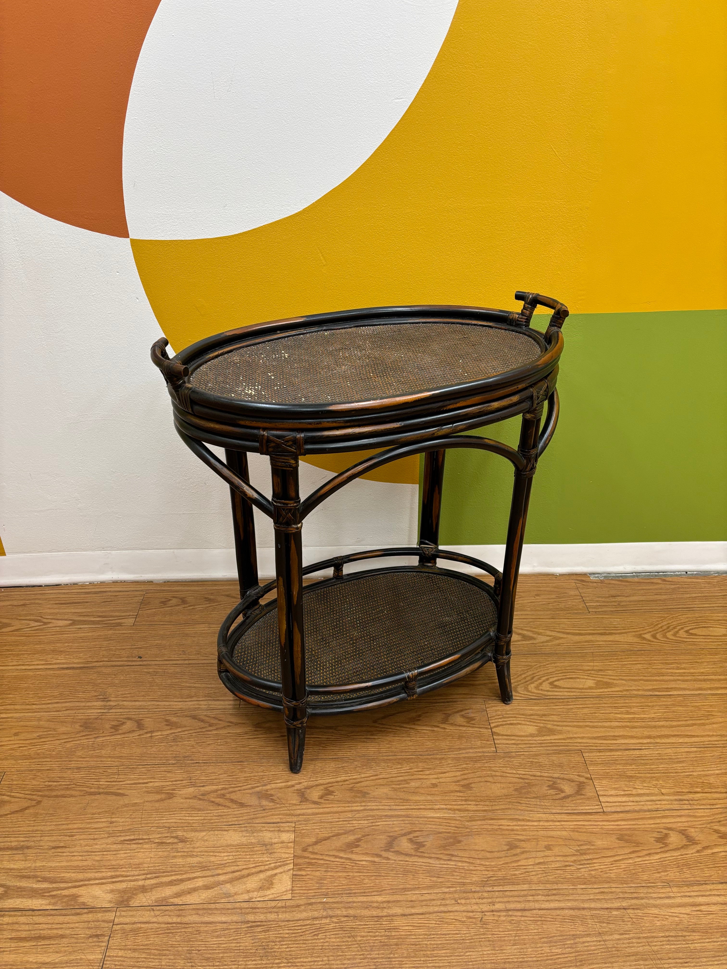 Rattan Two Tier Tray Table