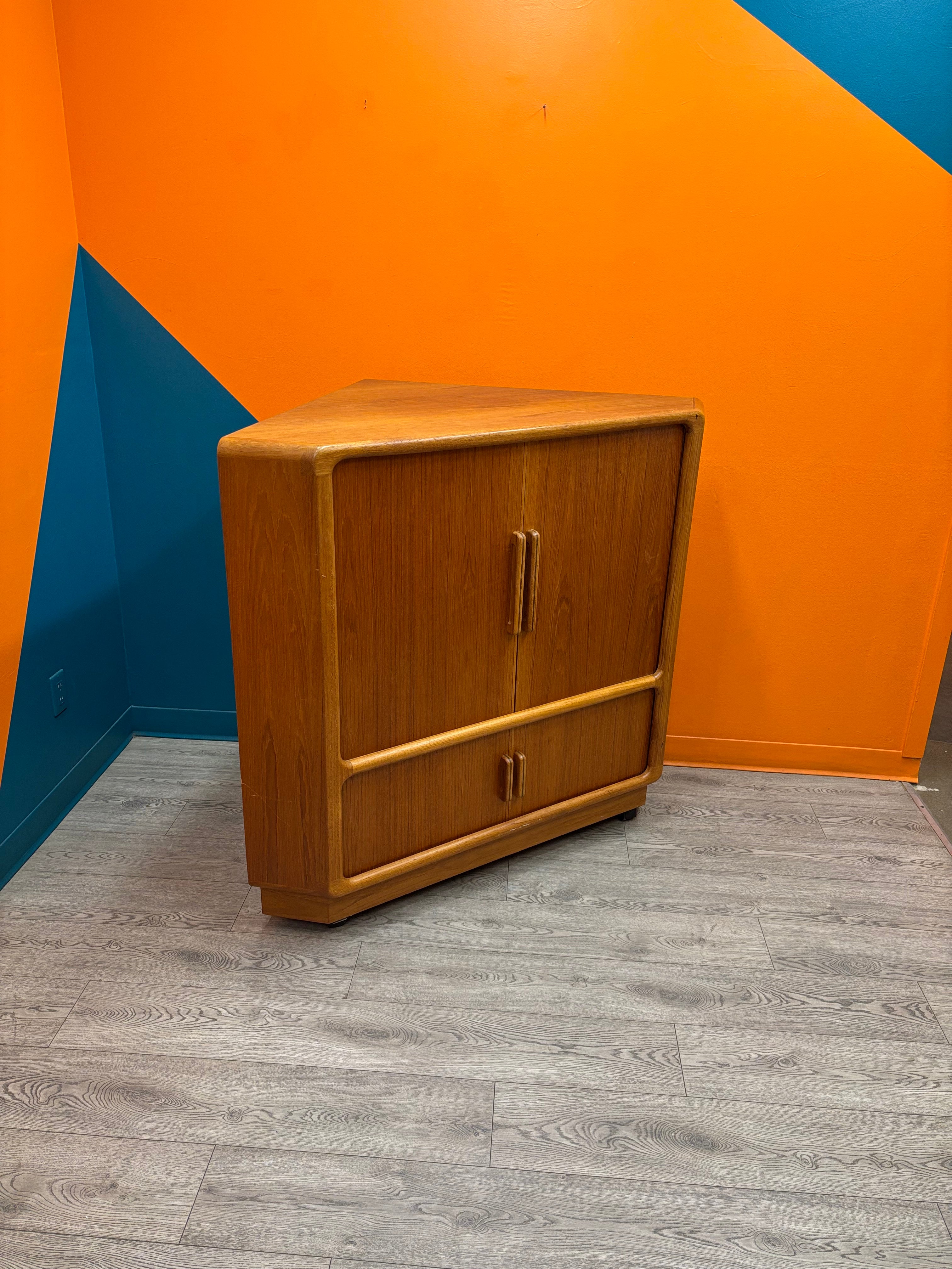 Rolling Wood Corner TV Cabinet