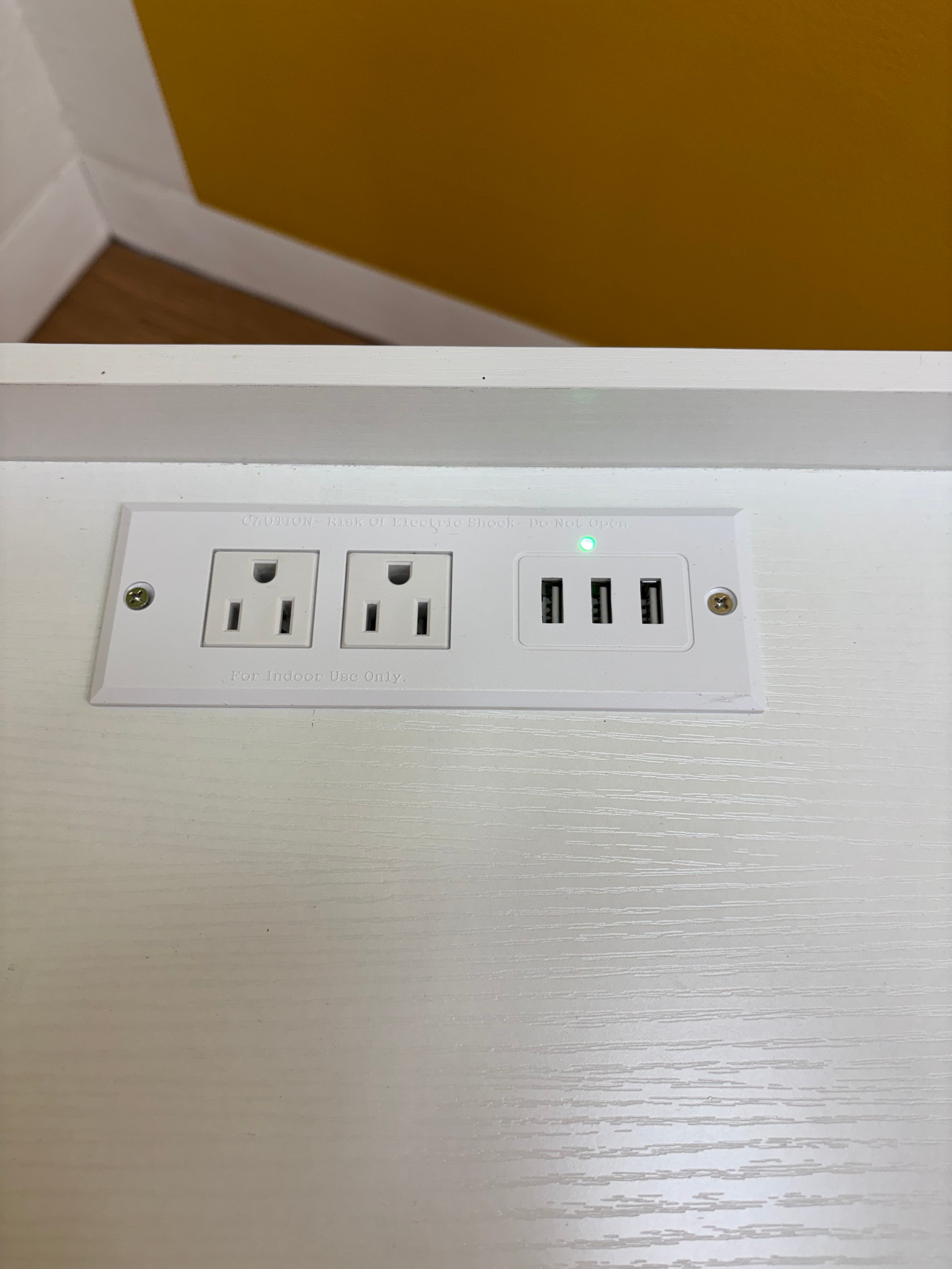 White Nightstand with Built in Charging Station