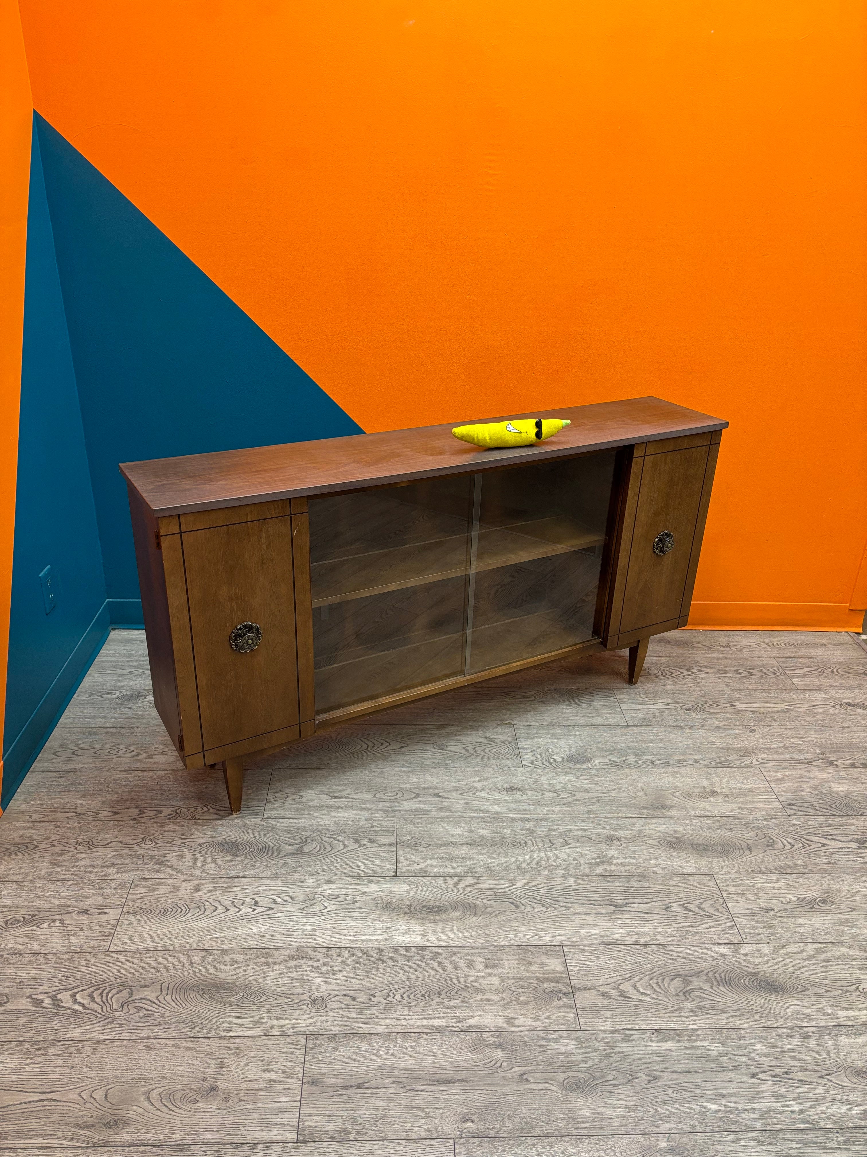 Wood Cabinet with Glass Doors