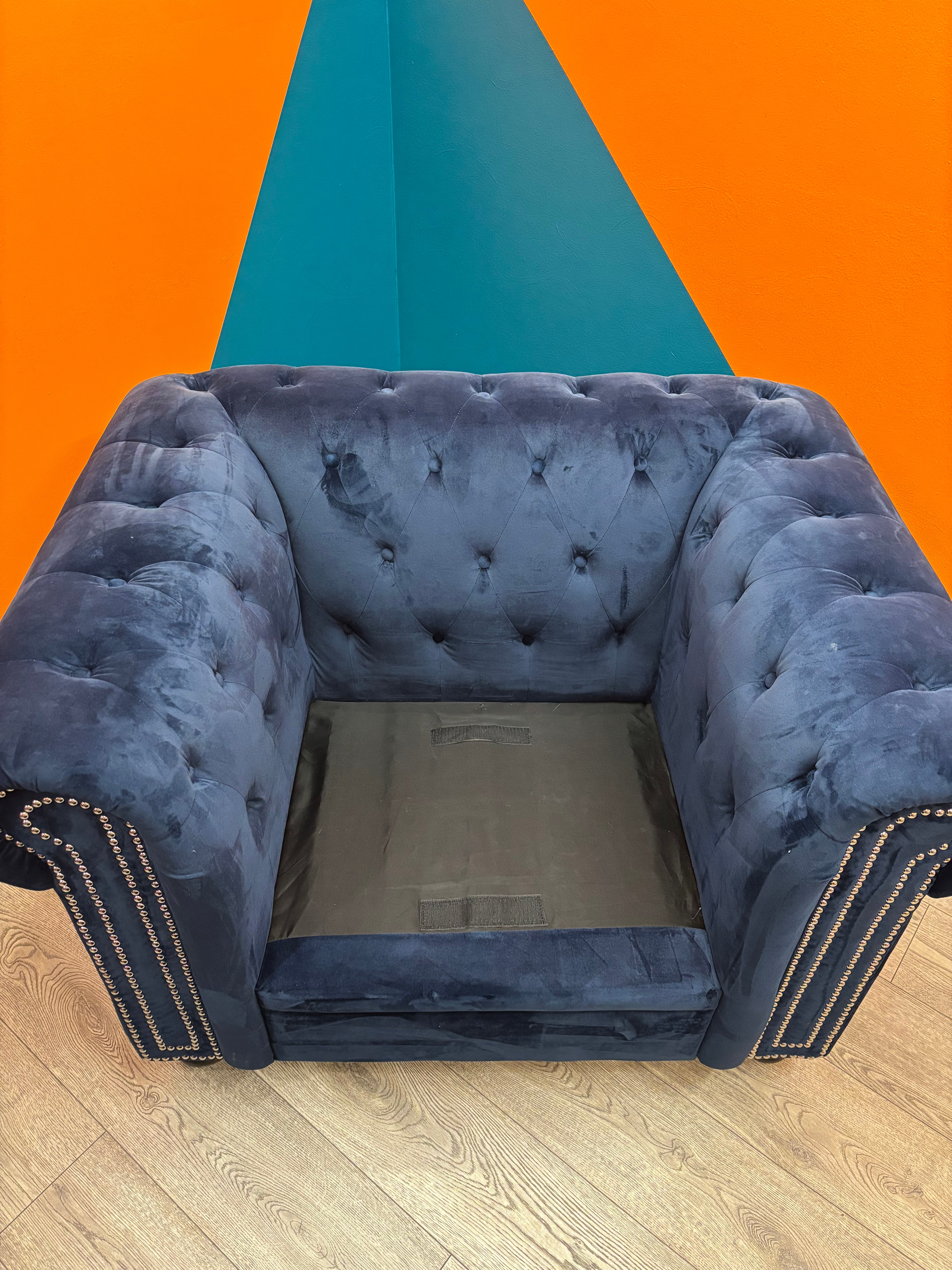 Royal Blue Velvet Armchair