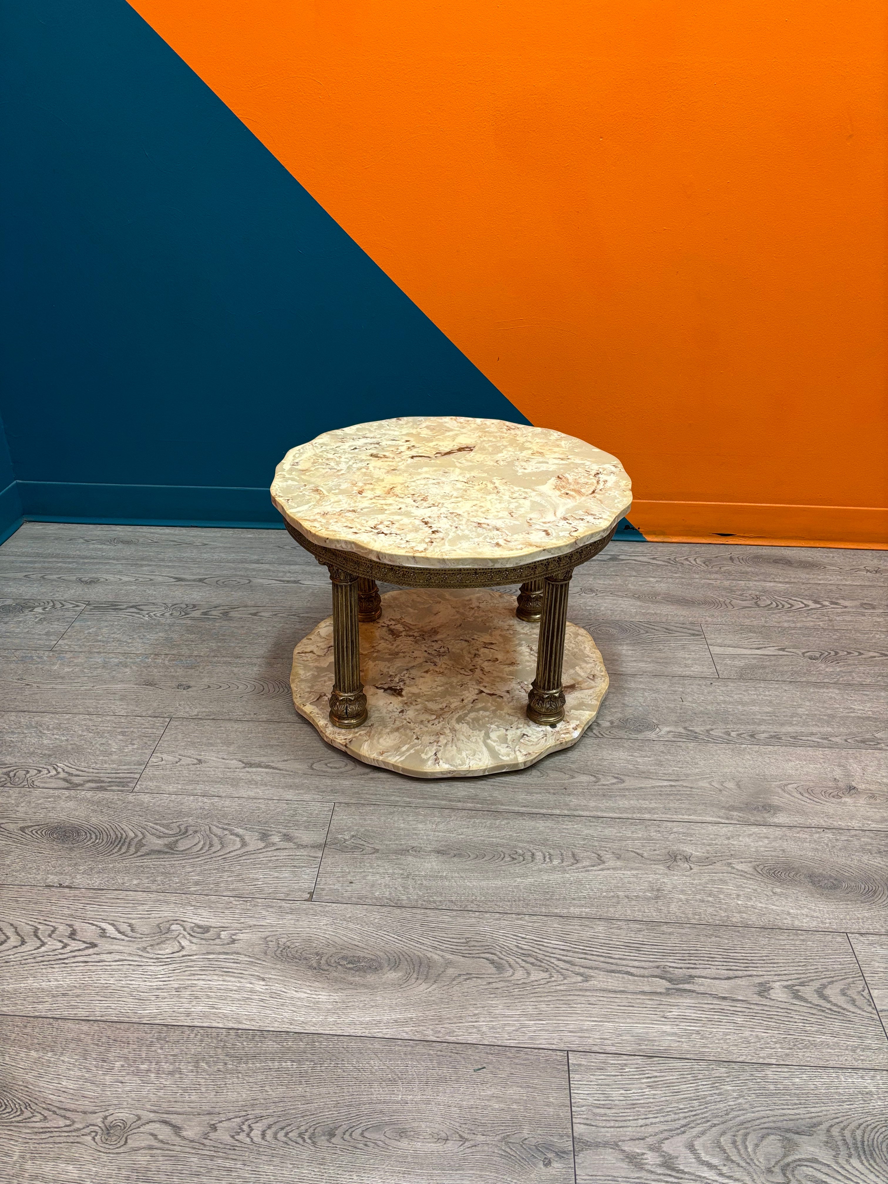 Brass and Marble Side Table