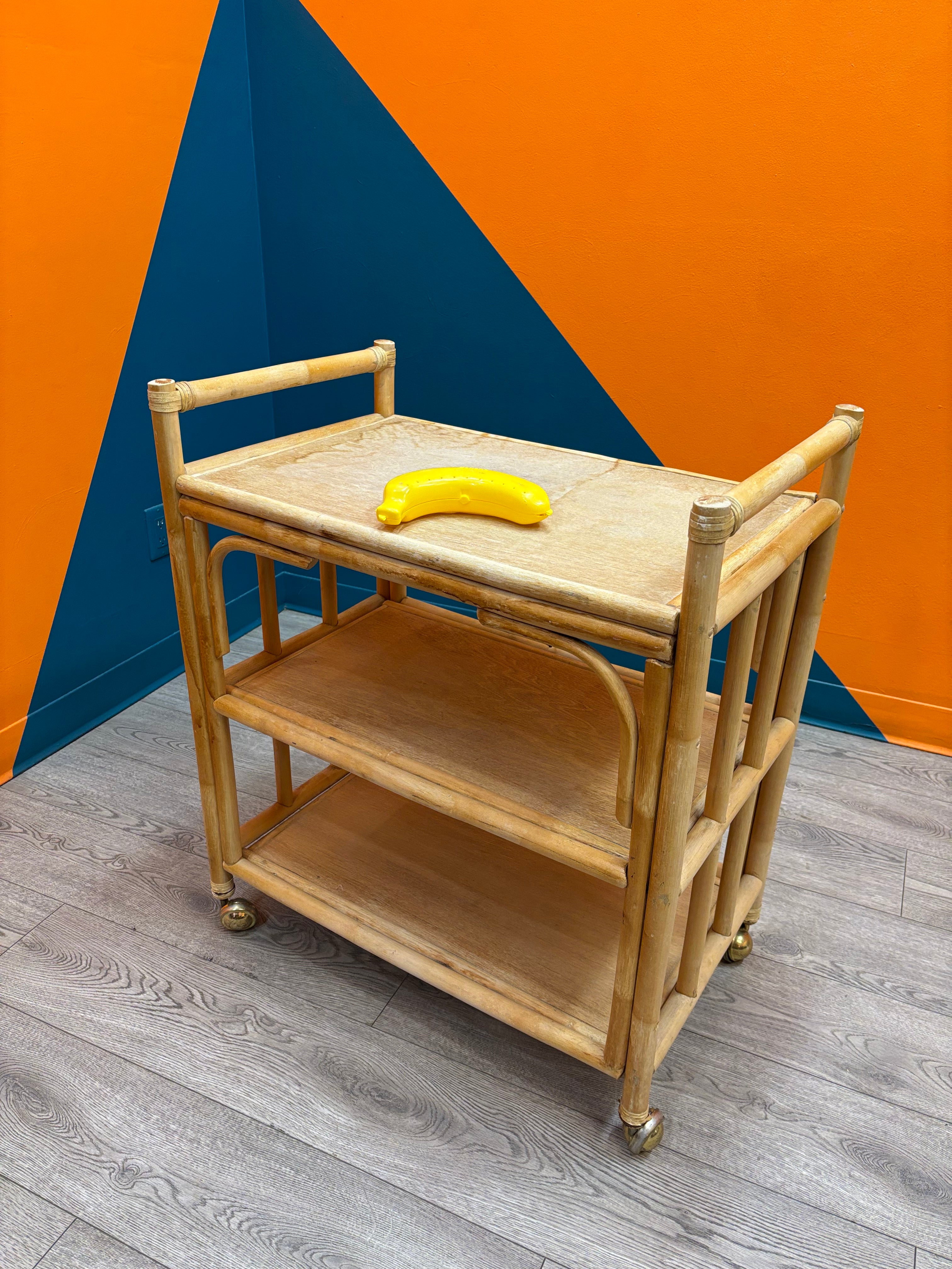 Rattan Rolling Cart