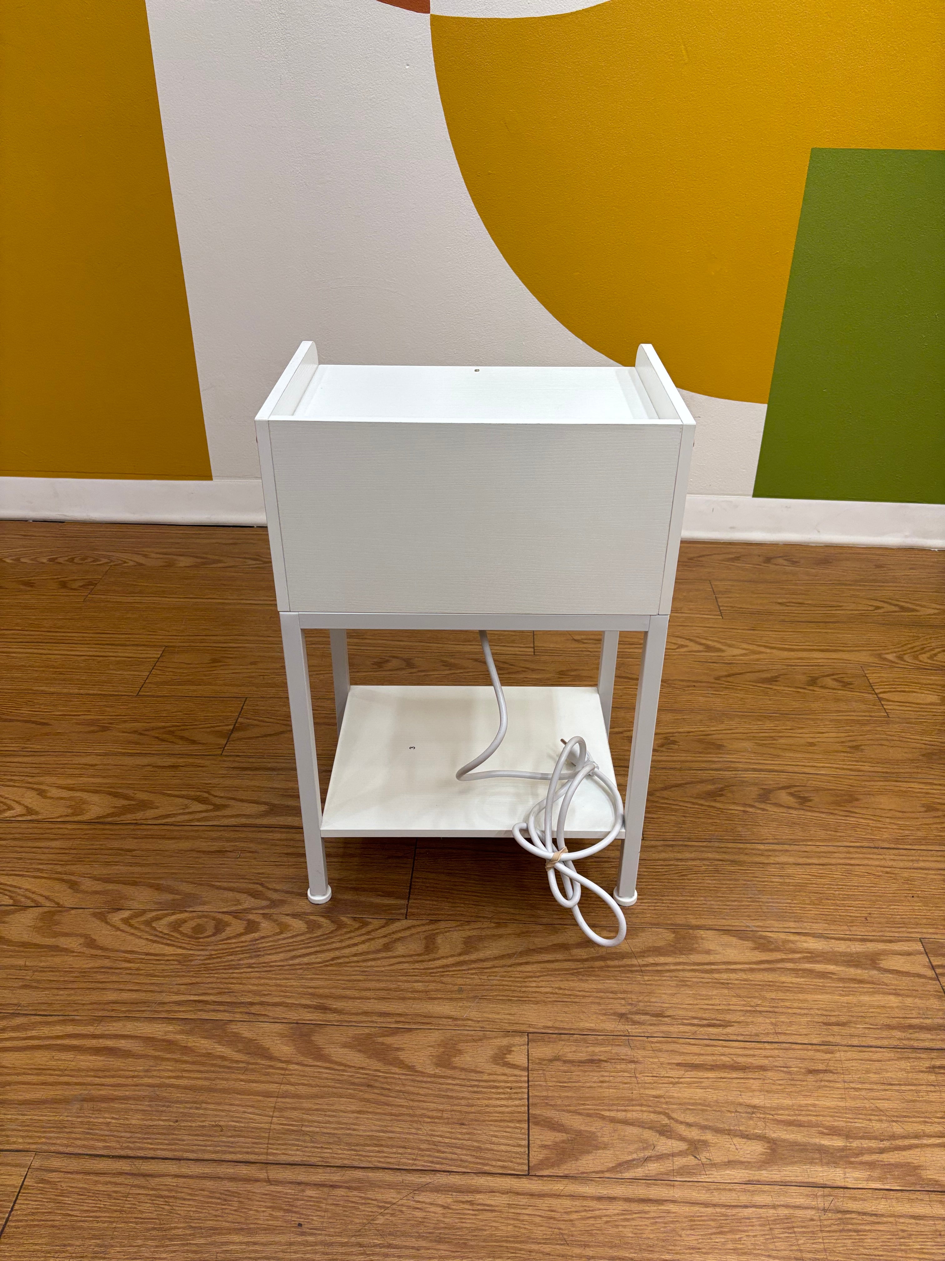 White Nightstand with Built in Charging Station