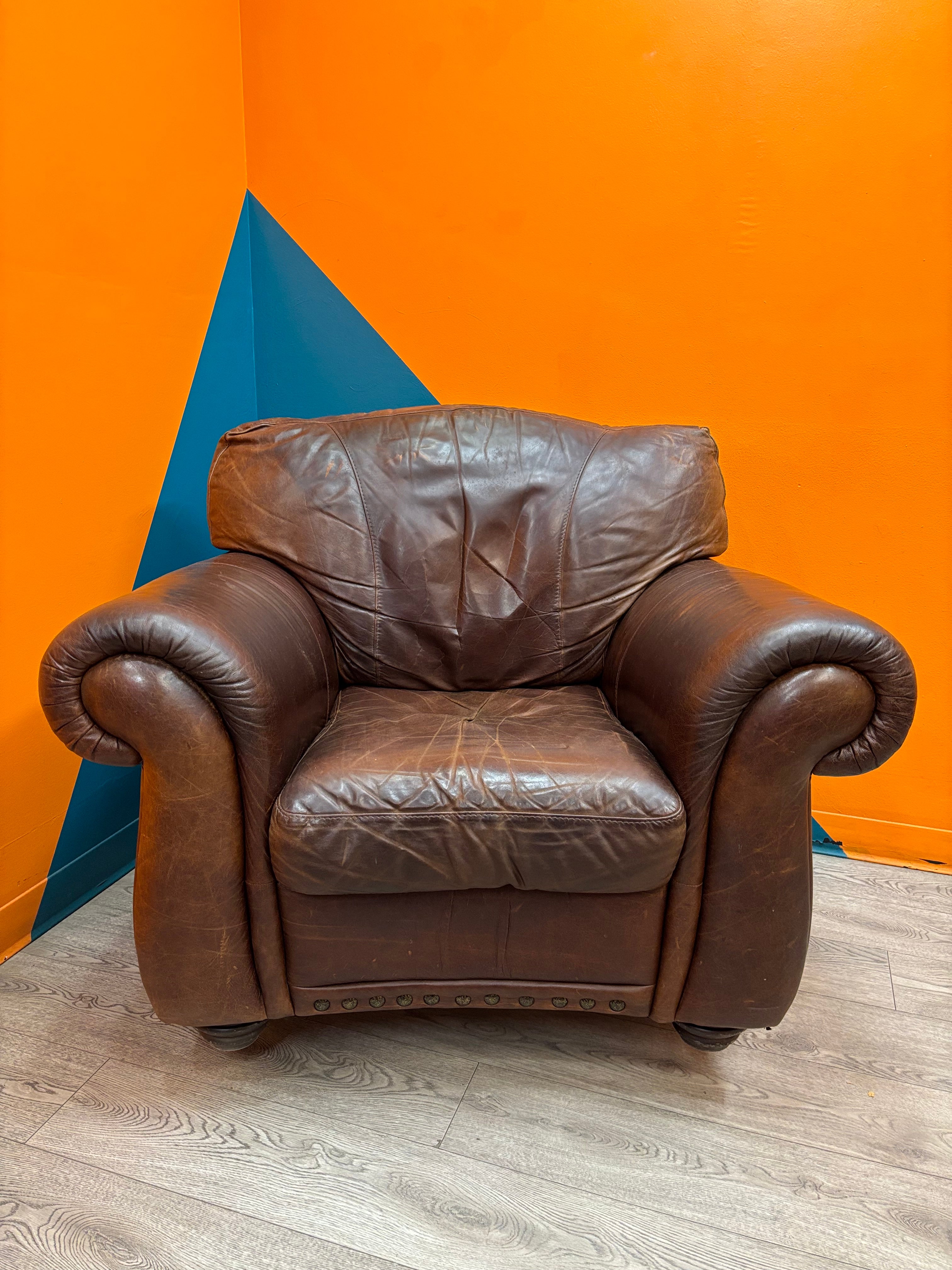 Italsofa Brown Leather Chair