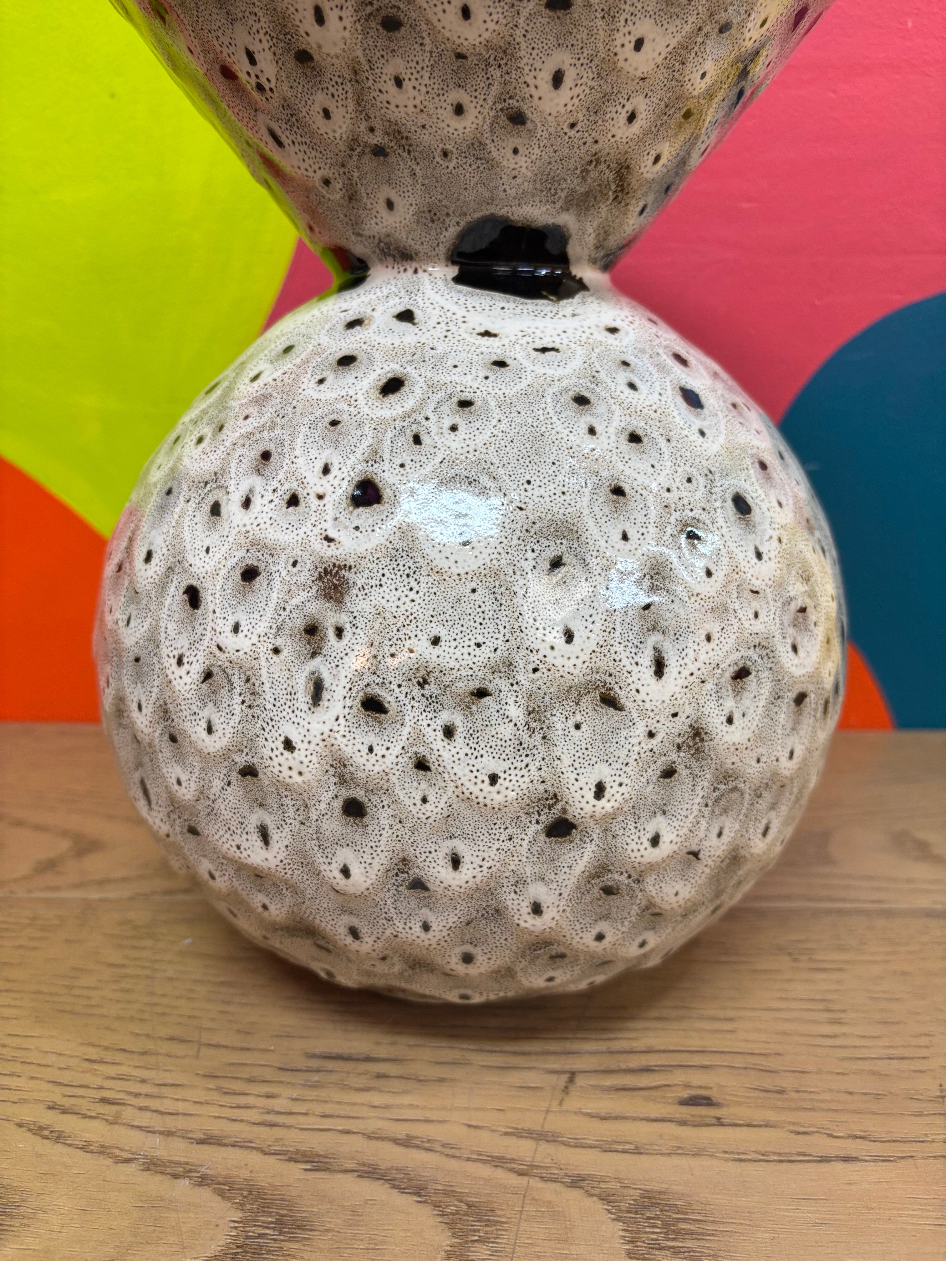Manor Funnel Neck Black & White Speckled Vase