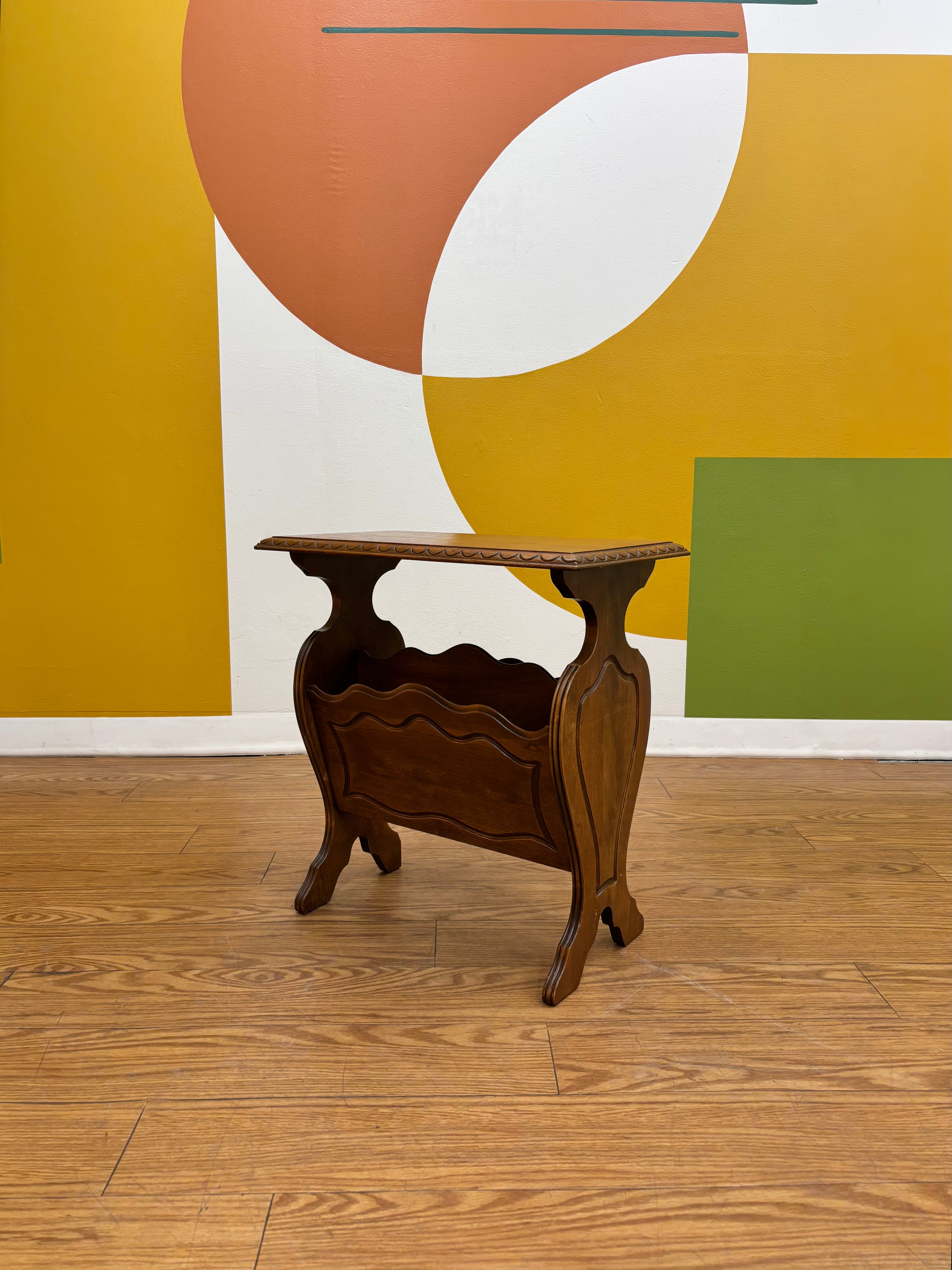 Wood Side Table with Magazine Storage