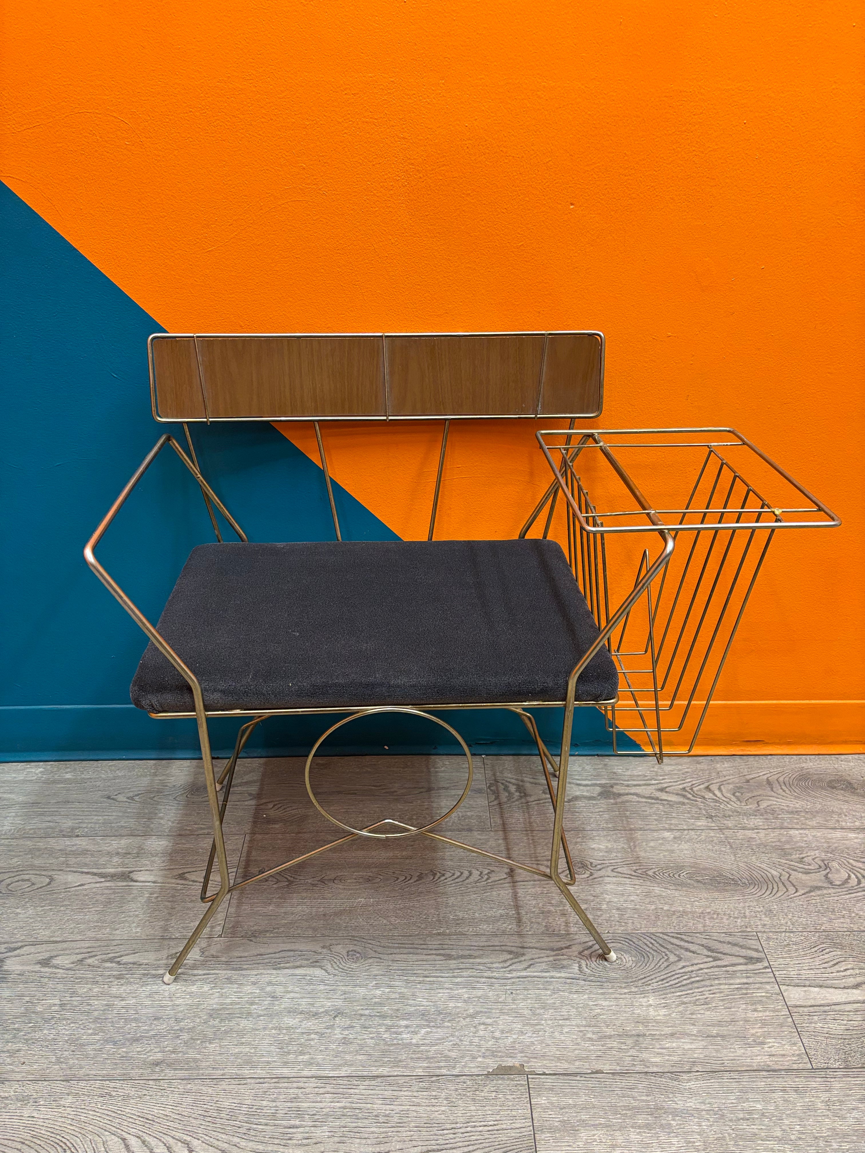 Metal Gossip Bench with Magazine Rack