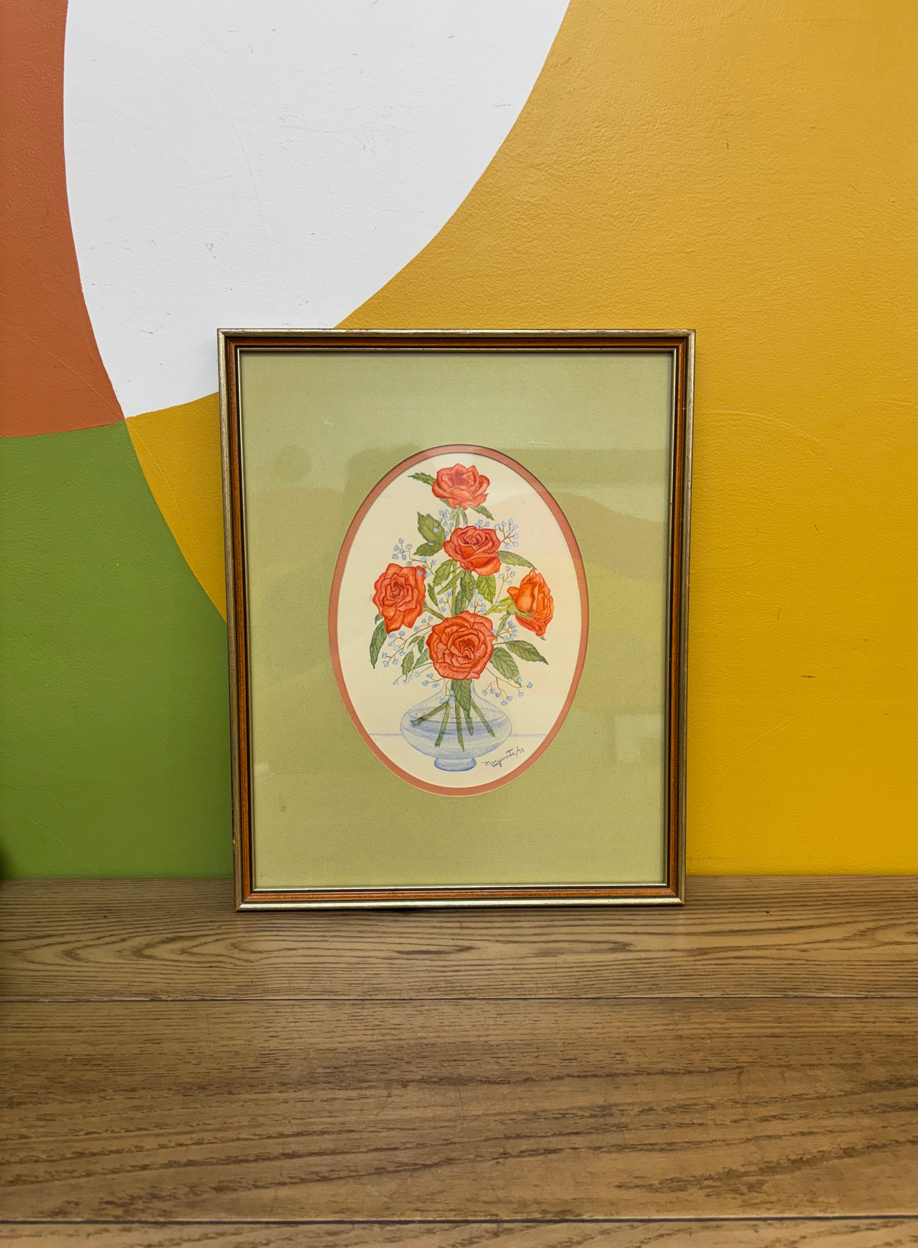 Framed Floral Drawing