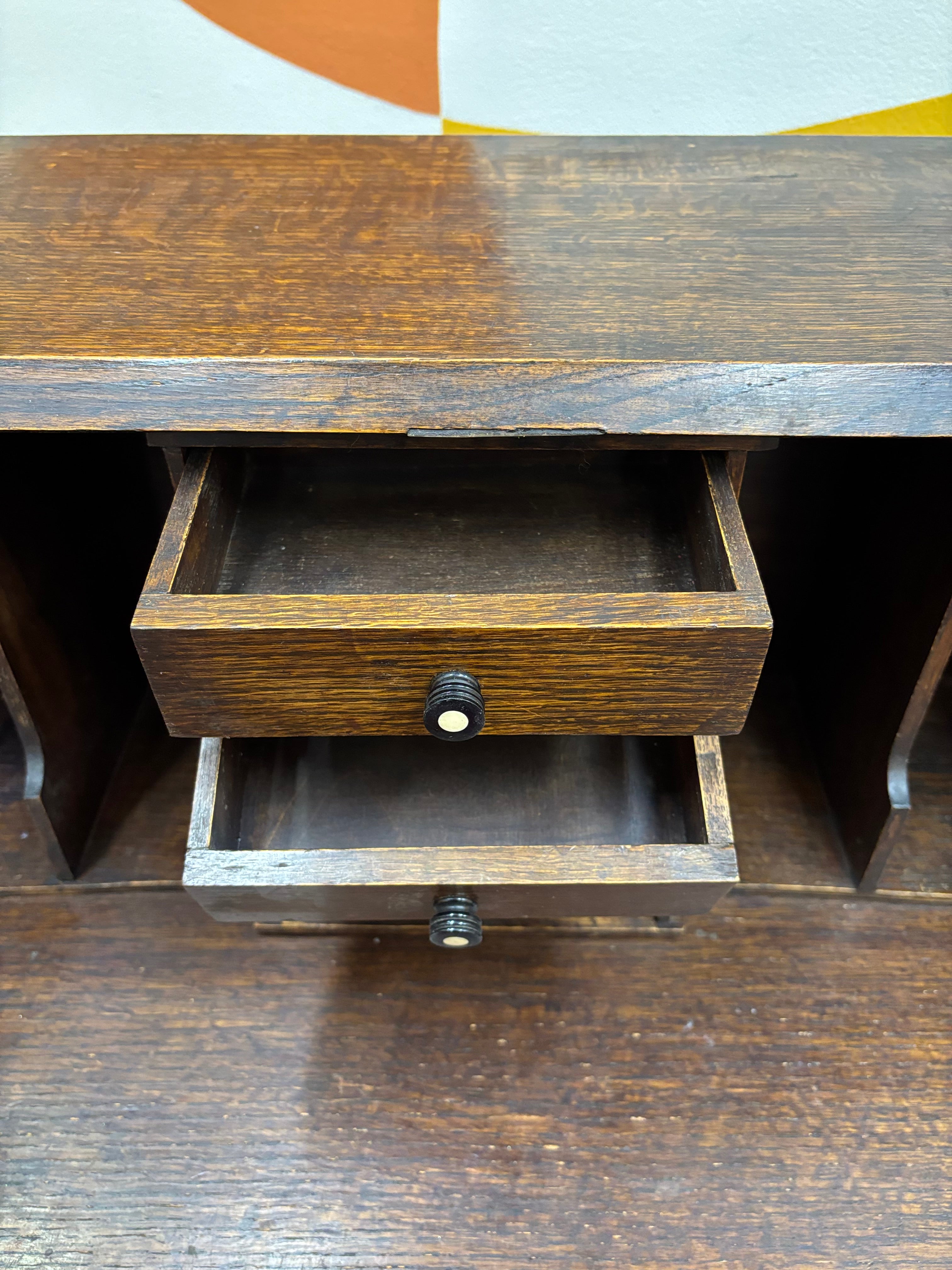 Wood Secretary Desk with Drawers