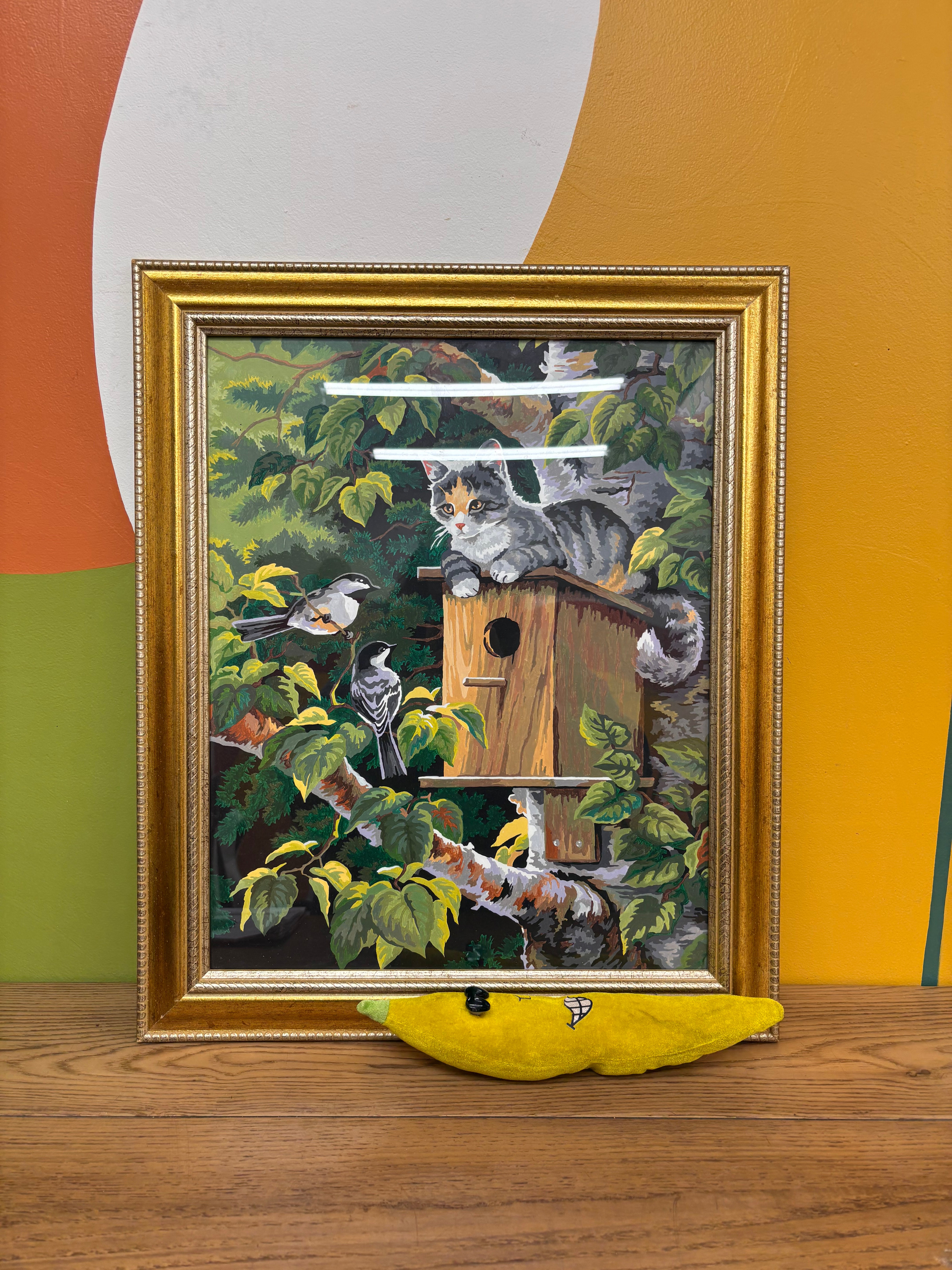 Framed Cat Painting