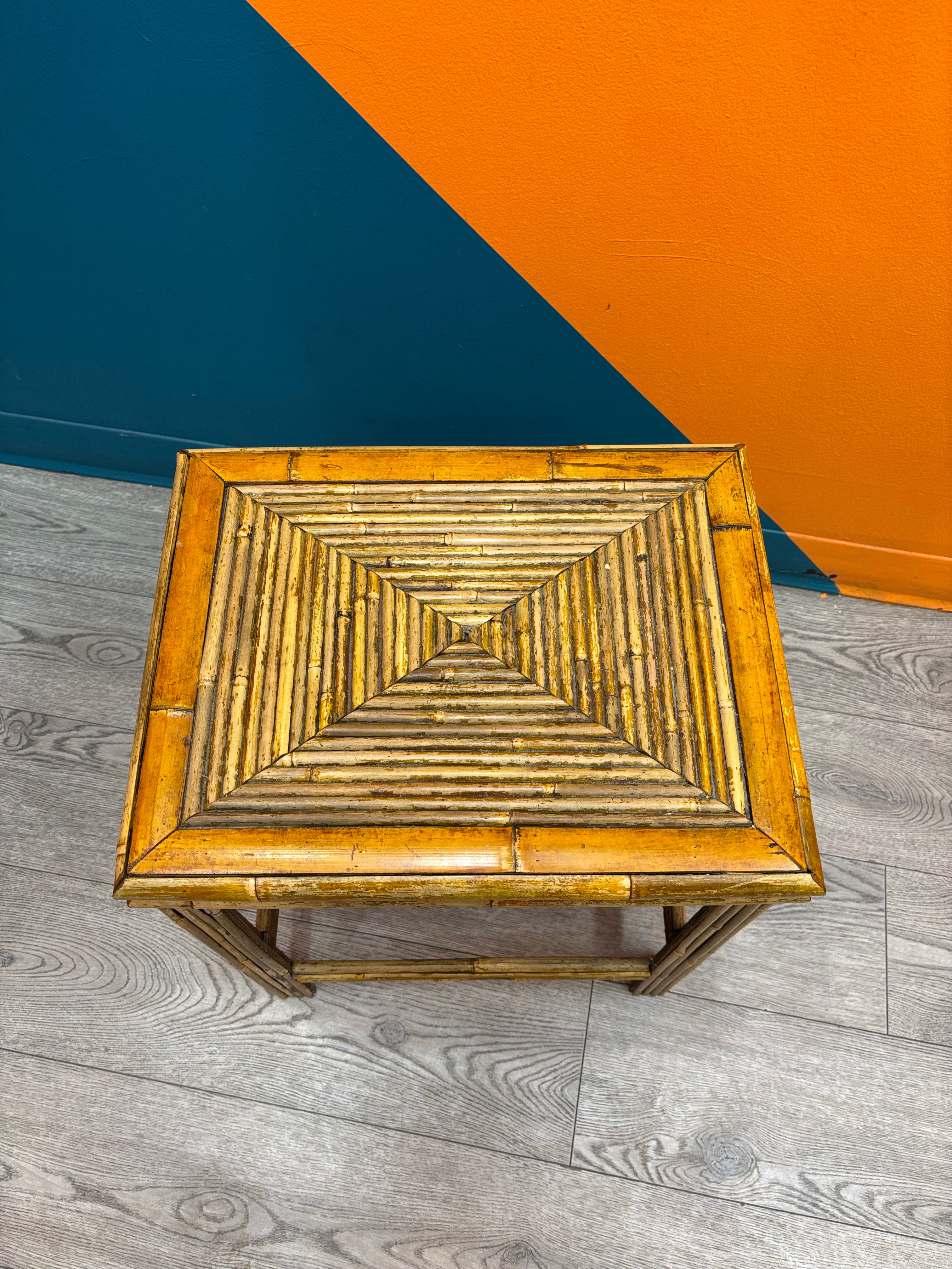 Bamboo & Rattan Side Table