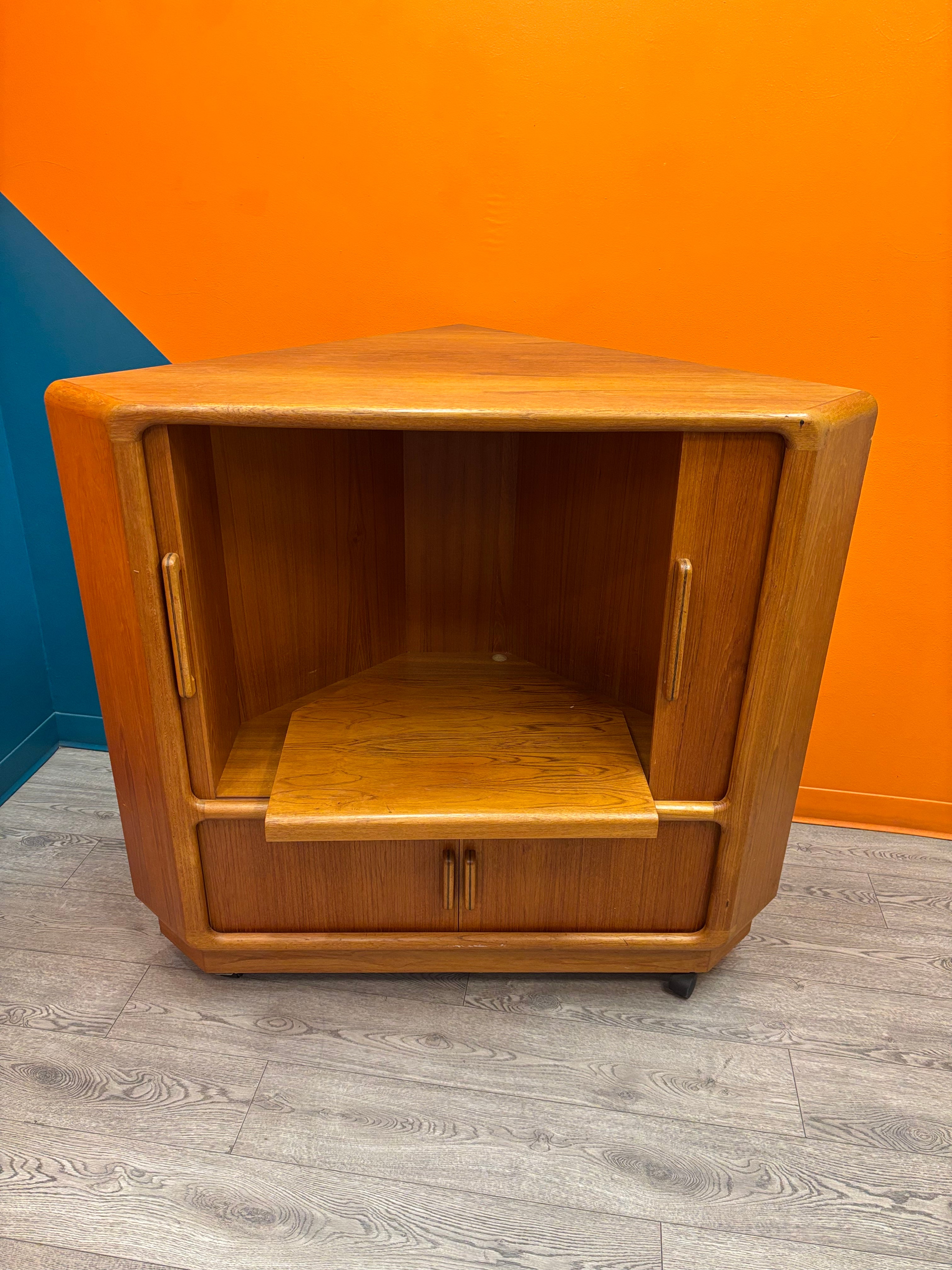 Rolling Wood Corner TV Cabinet