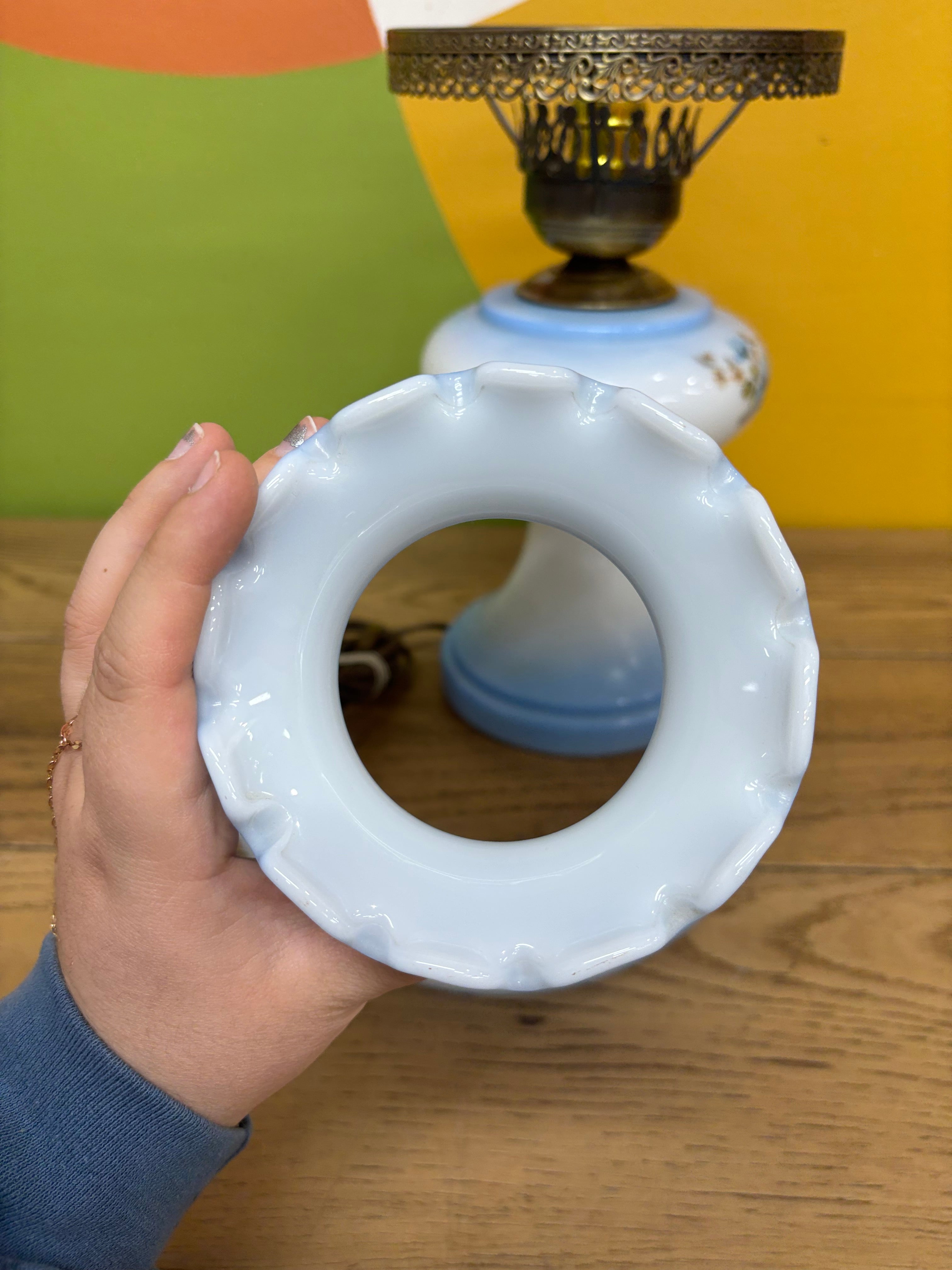 Blue Hurricane Lamp