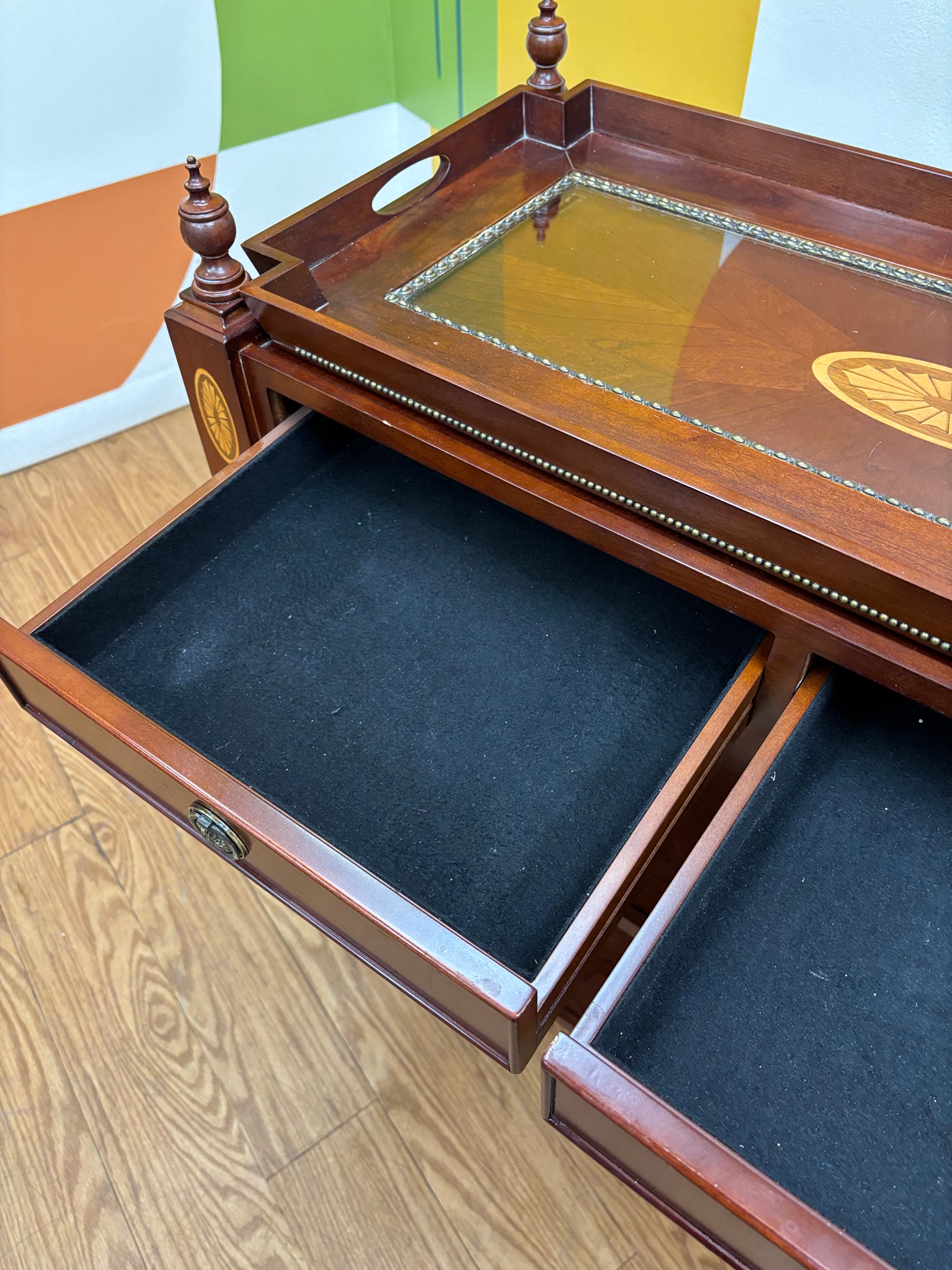 Mahogany Post Rolling Serving Cart