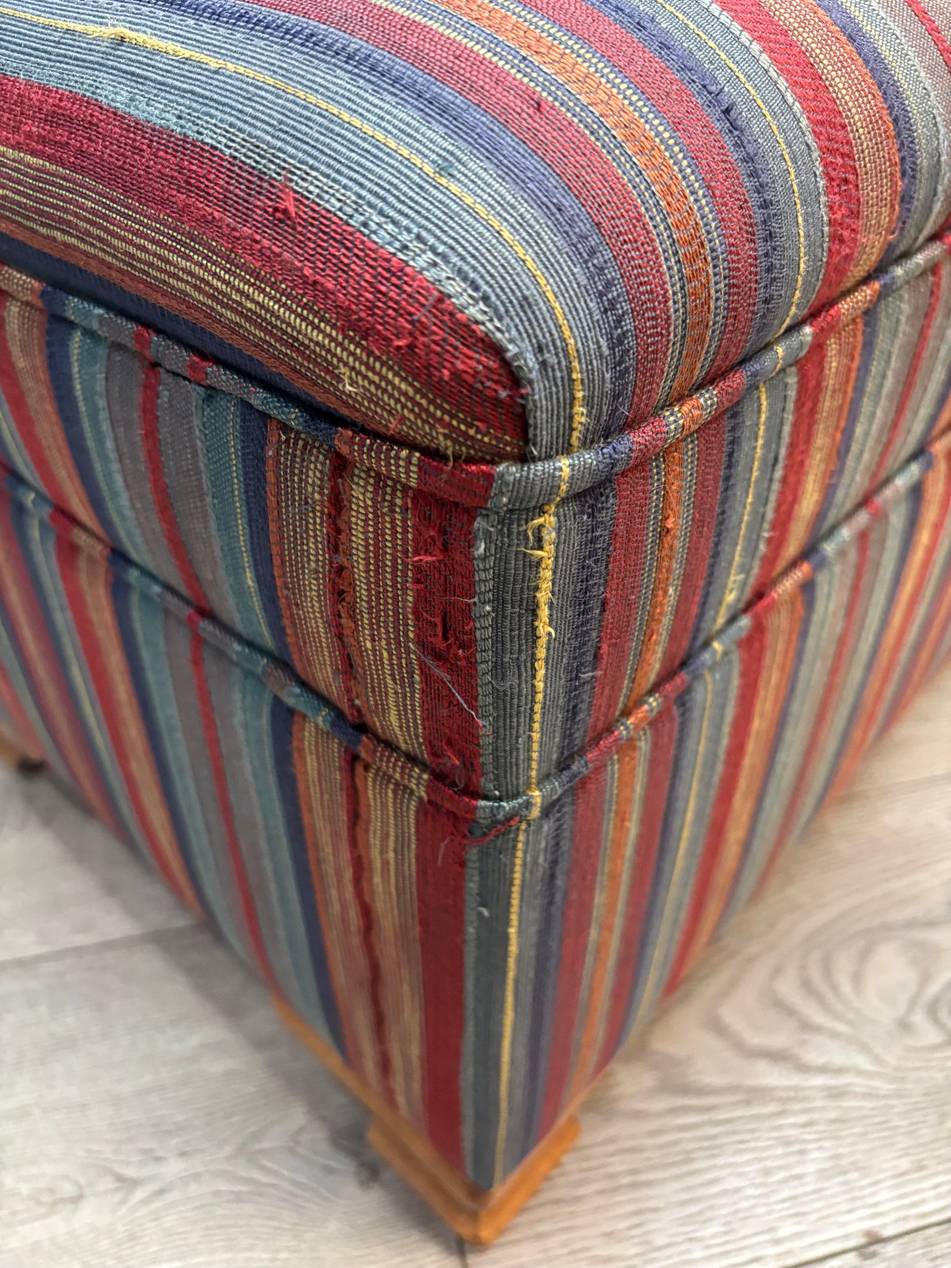 Striped Armchair with Ottoman