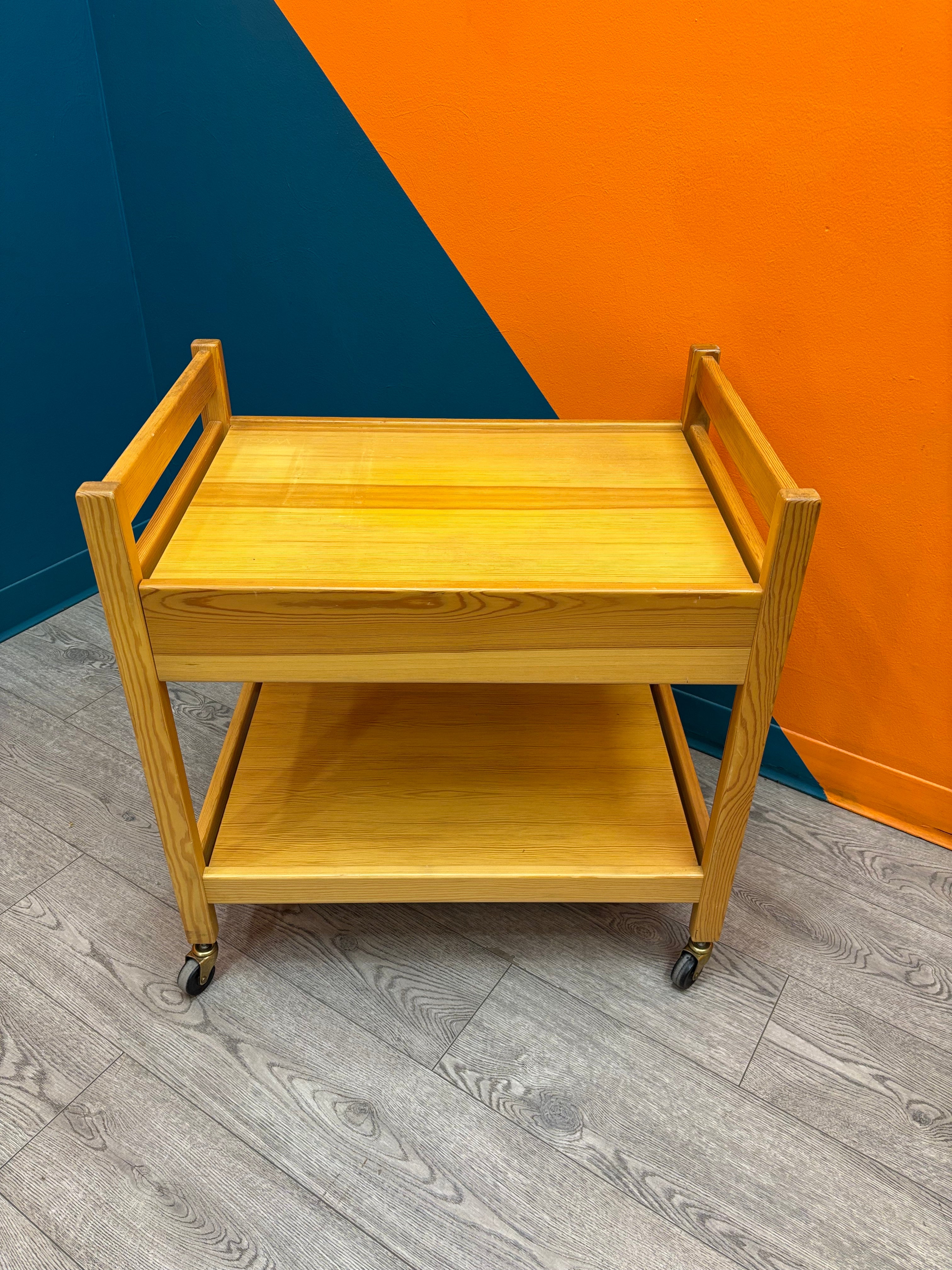 Wood Rolling Cart with Drawers