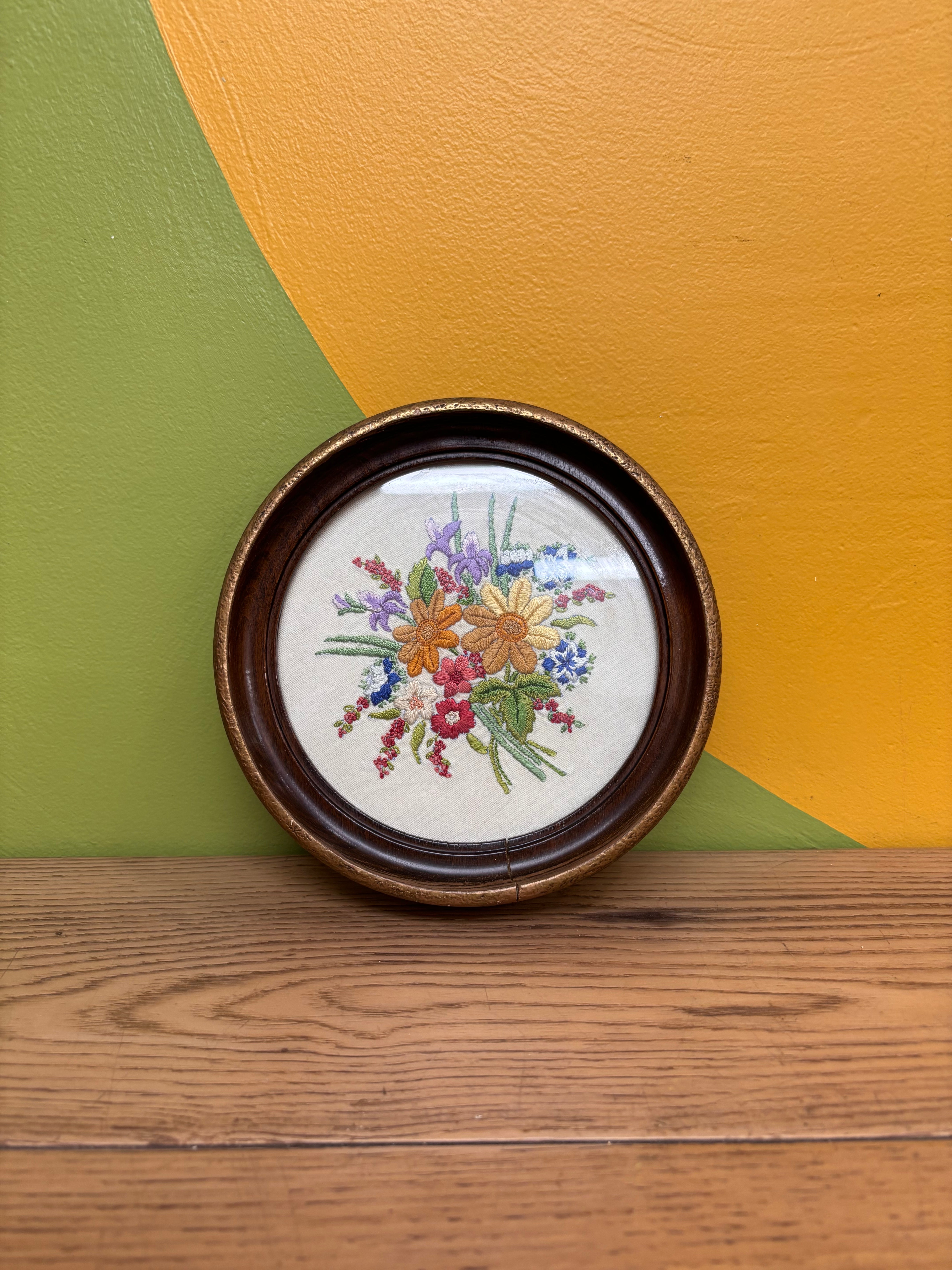 Framed Round Needlepoint
