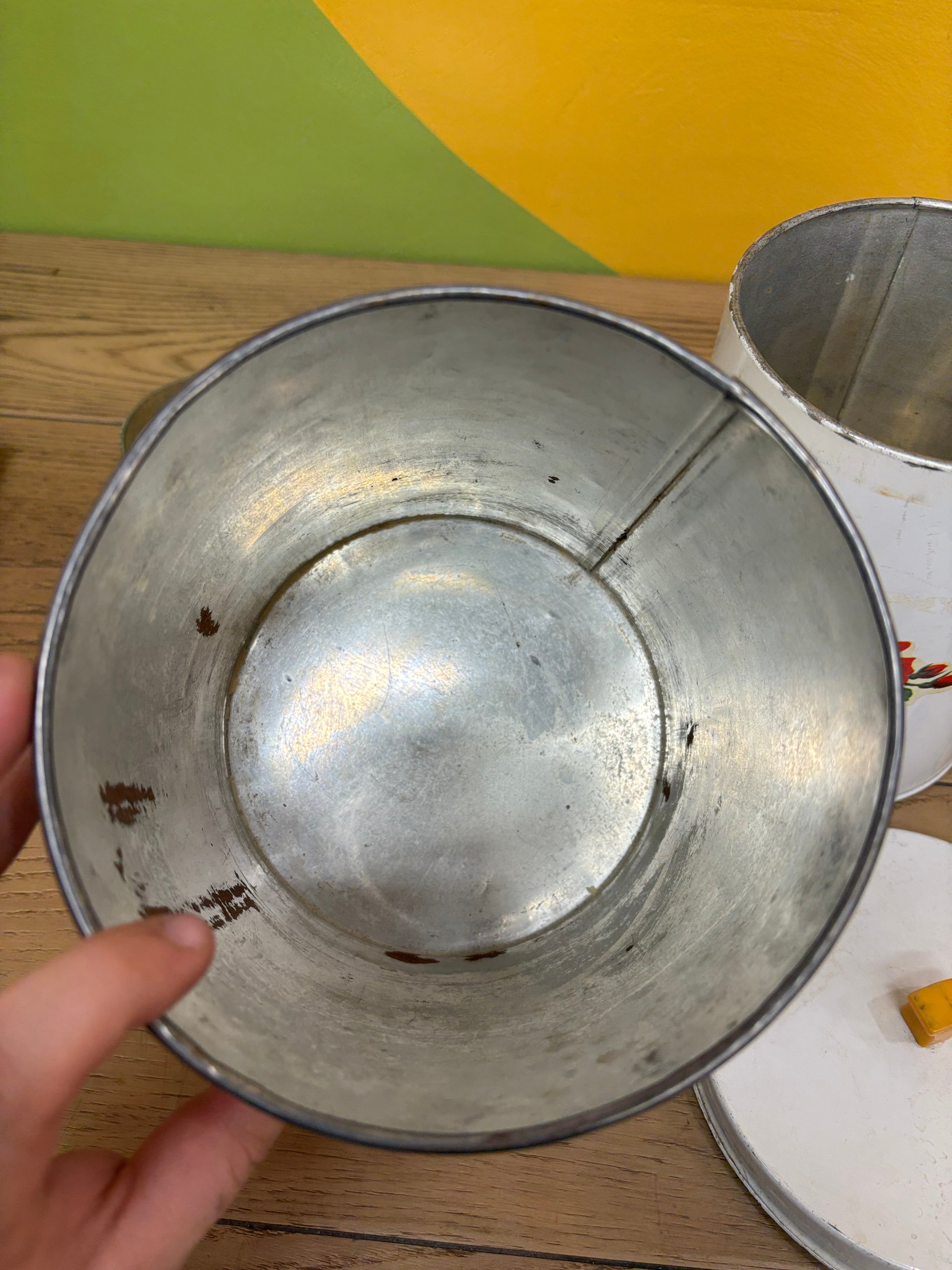 (2) Tin Floral Canisters