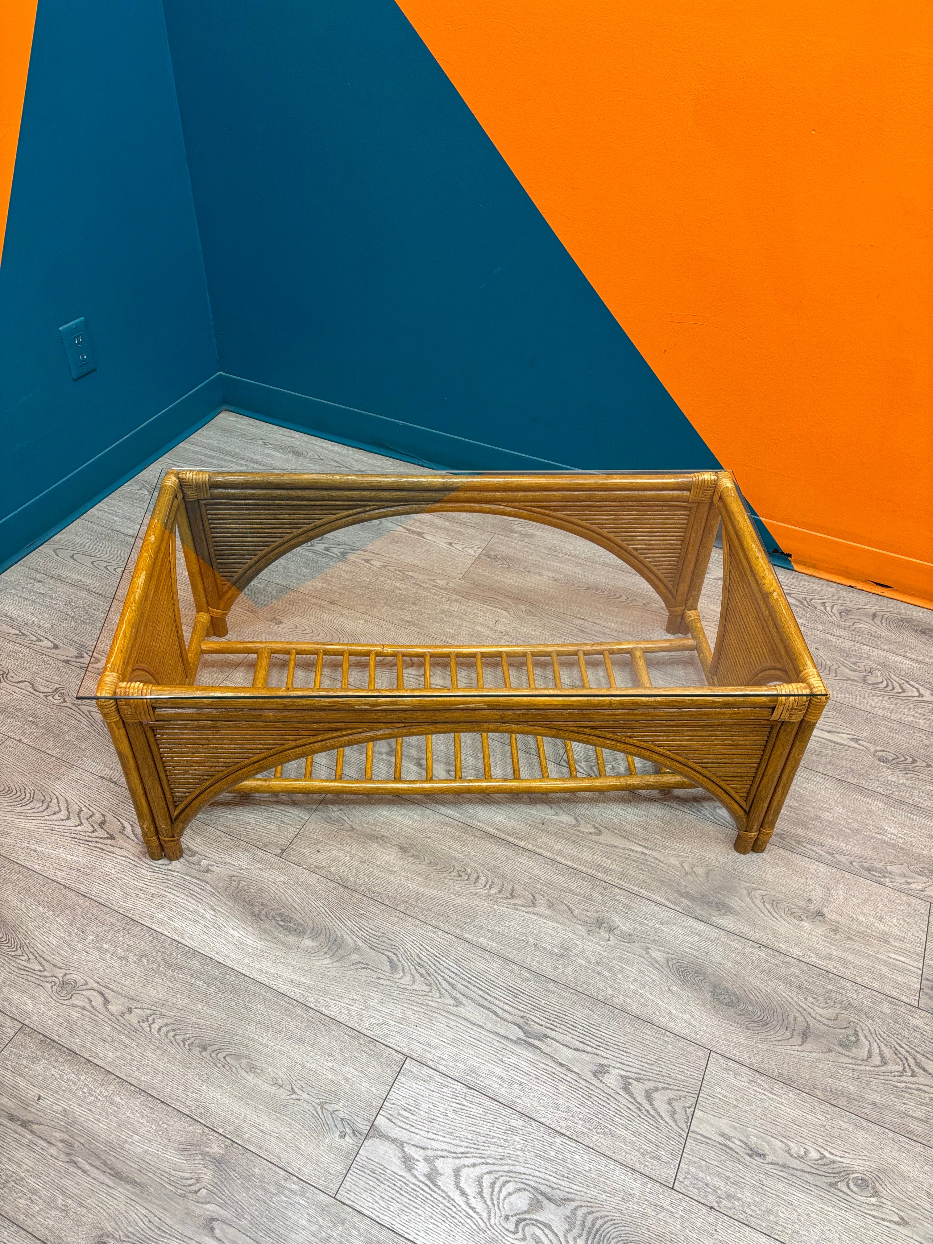 Rattan & Glass Coffee Table