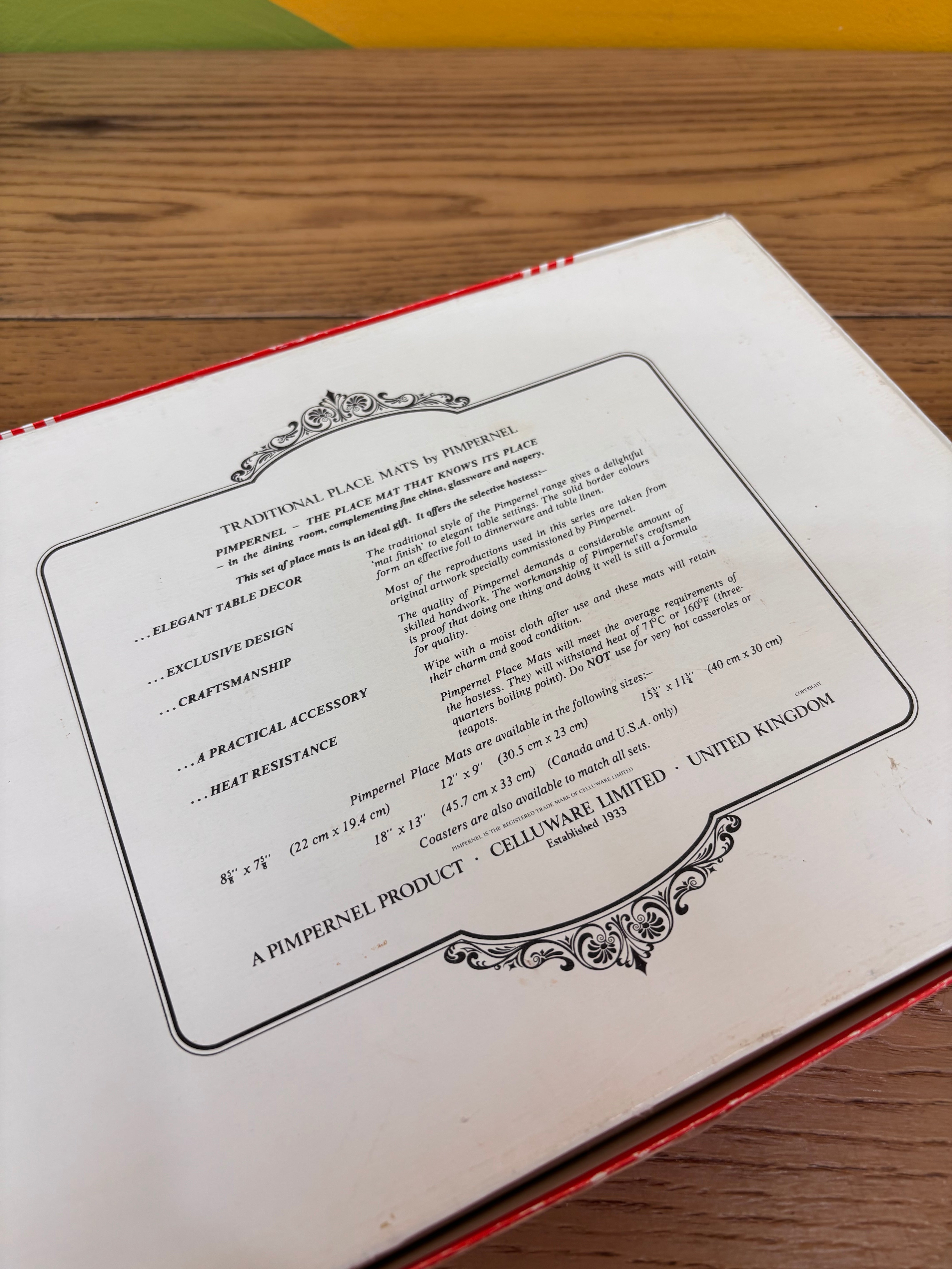 Pimpernel Placemat Set