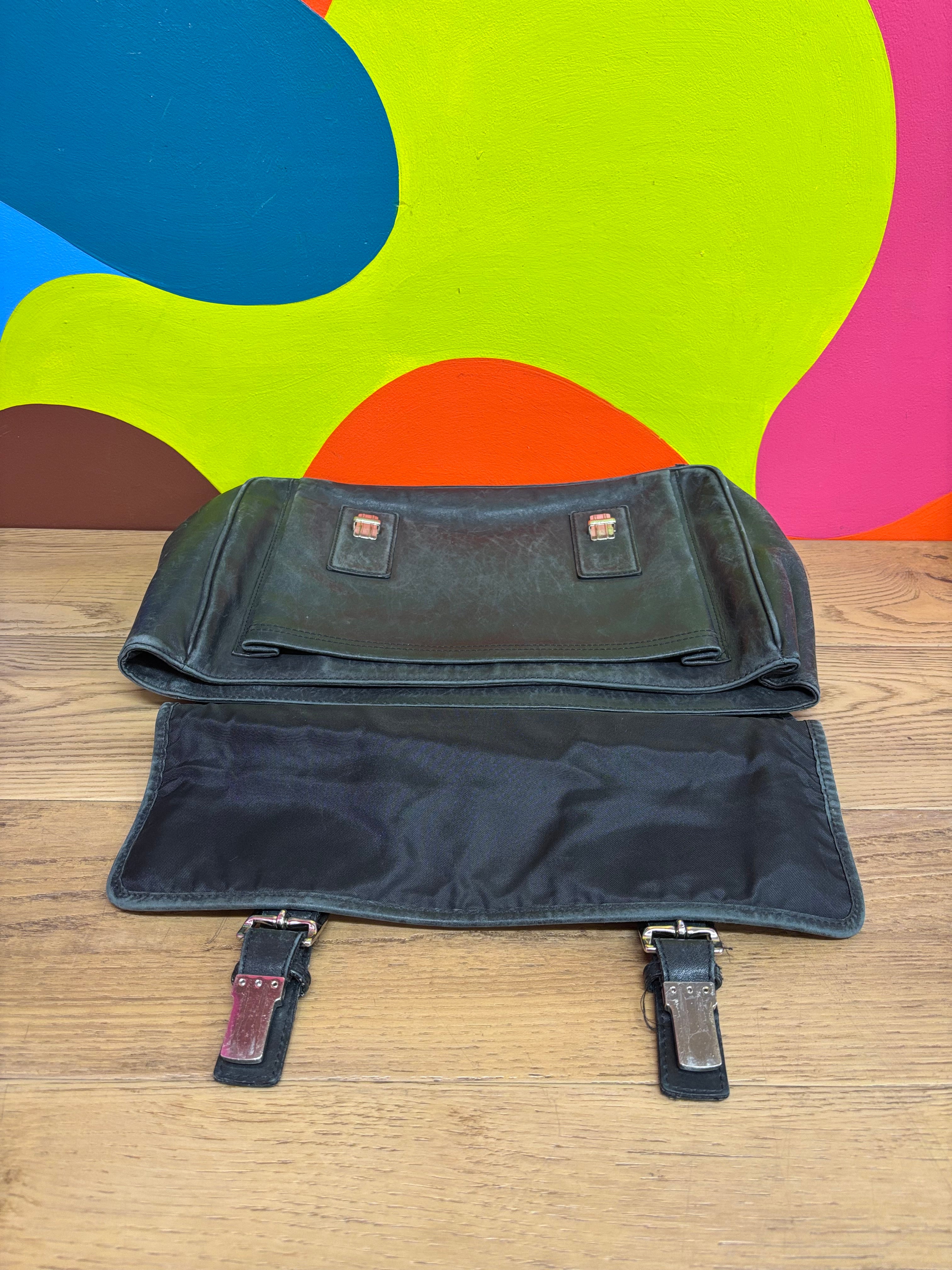 Black Leather Briefcase Shoulder Bag