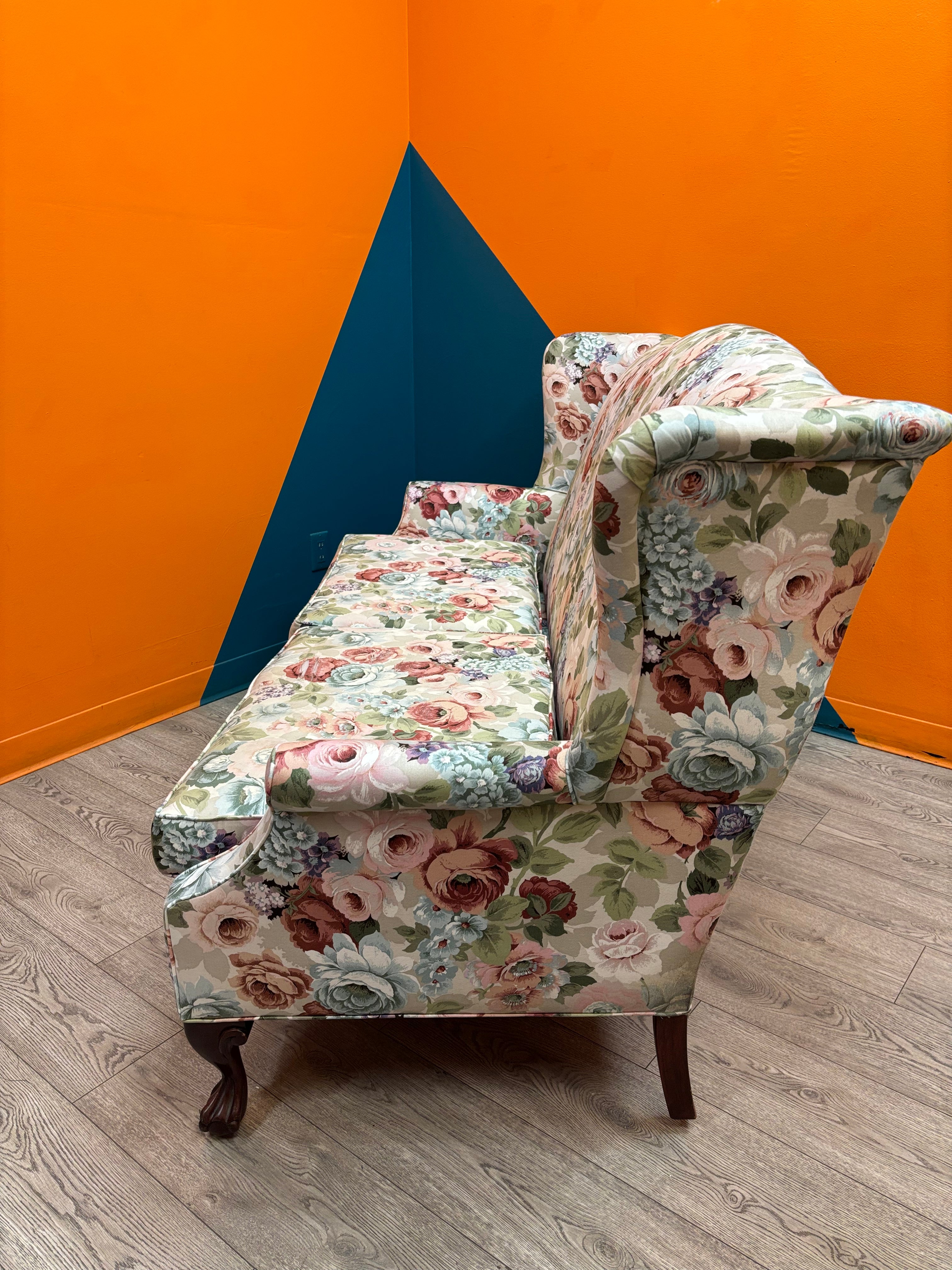 Floral Wingback Loveseat