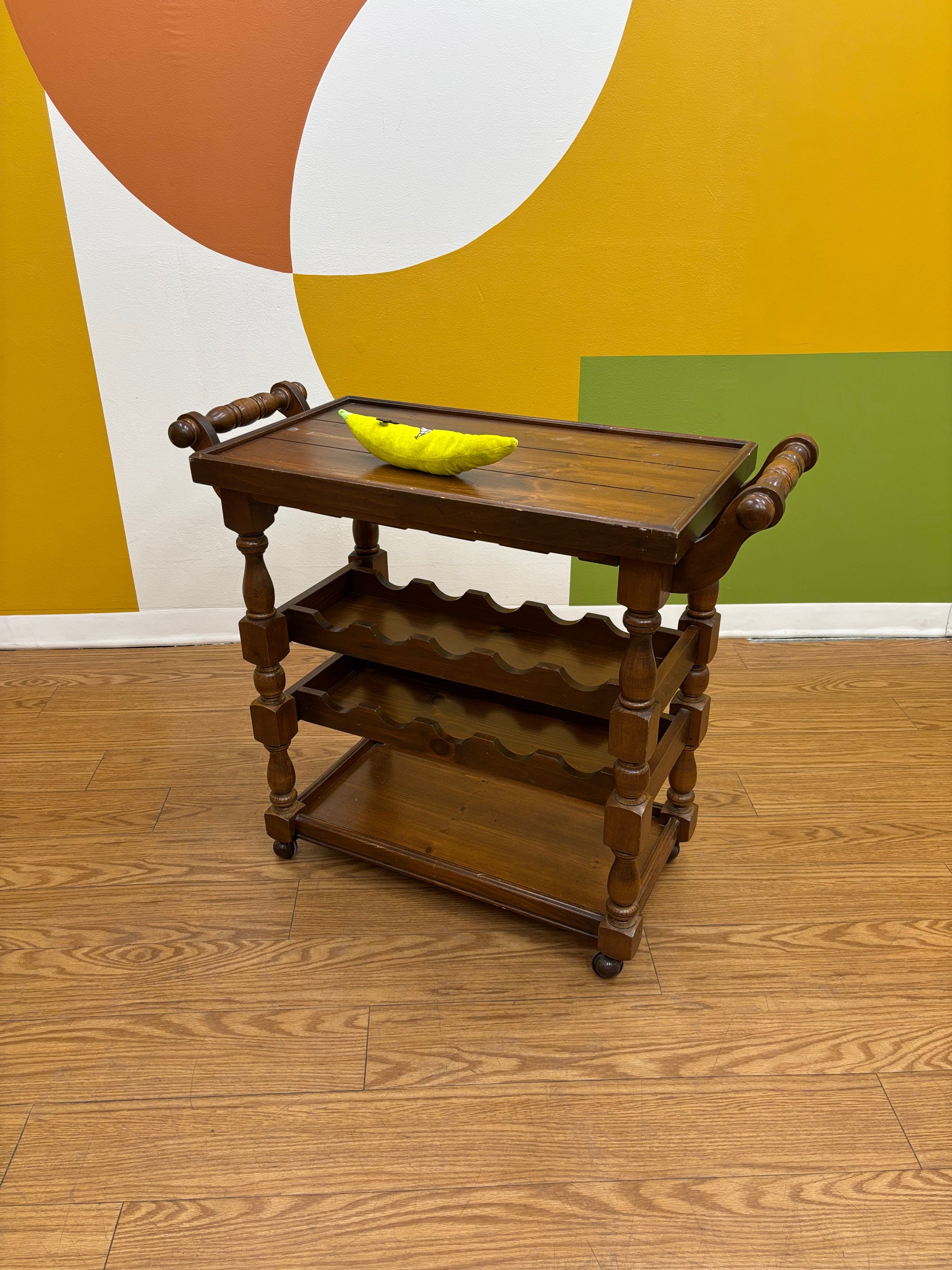Rolling Wood Bar Cart