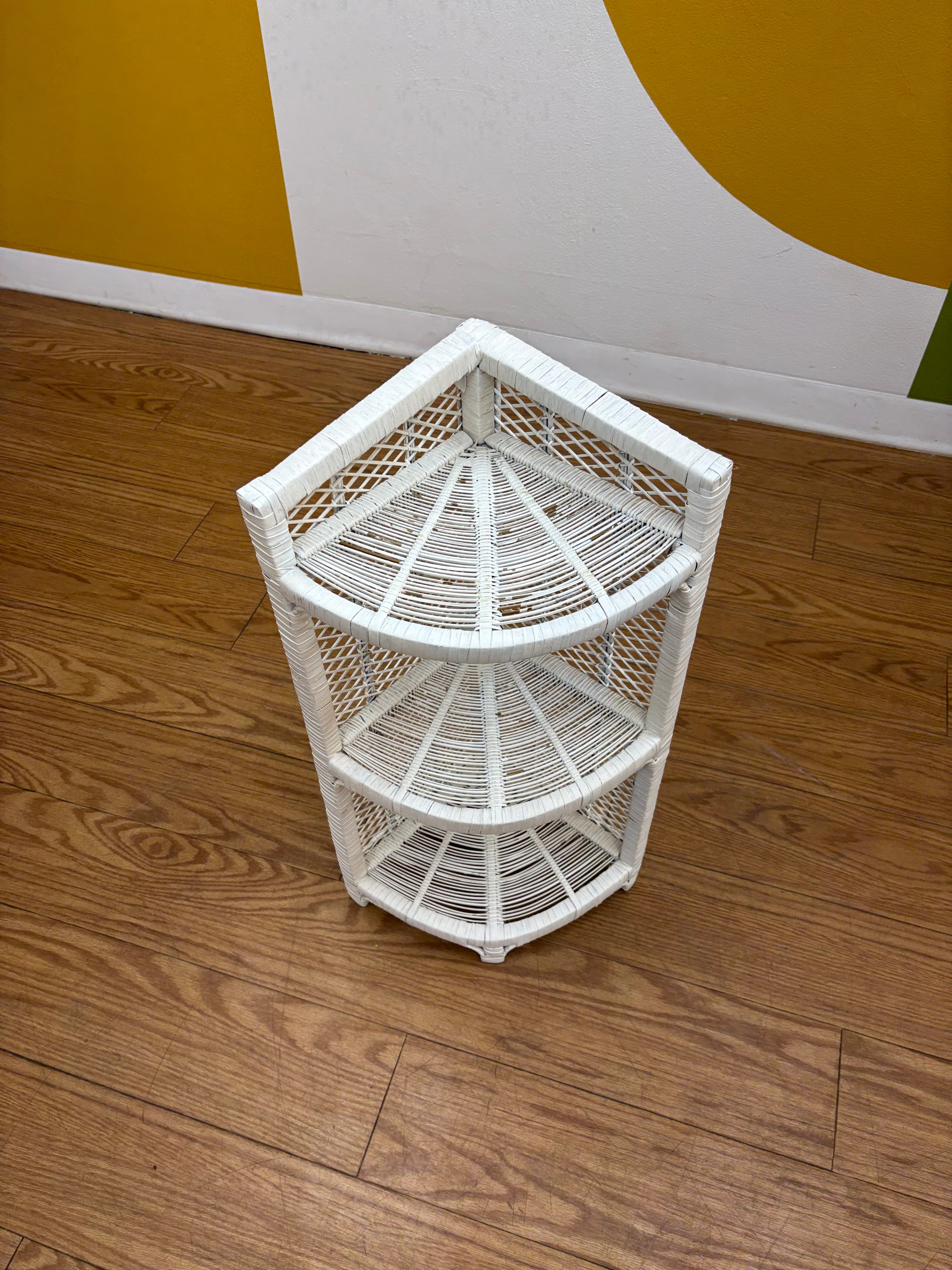 3 Tier Wicker Corner Shelf