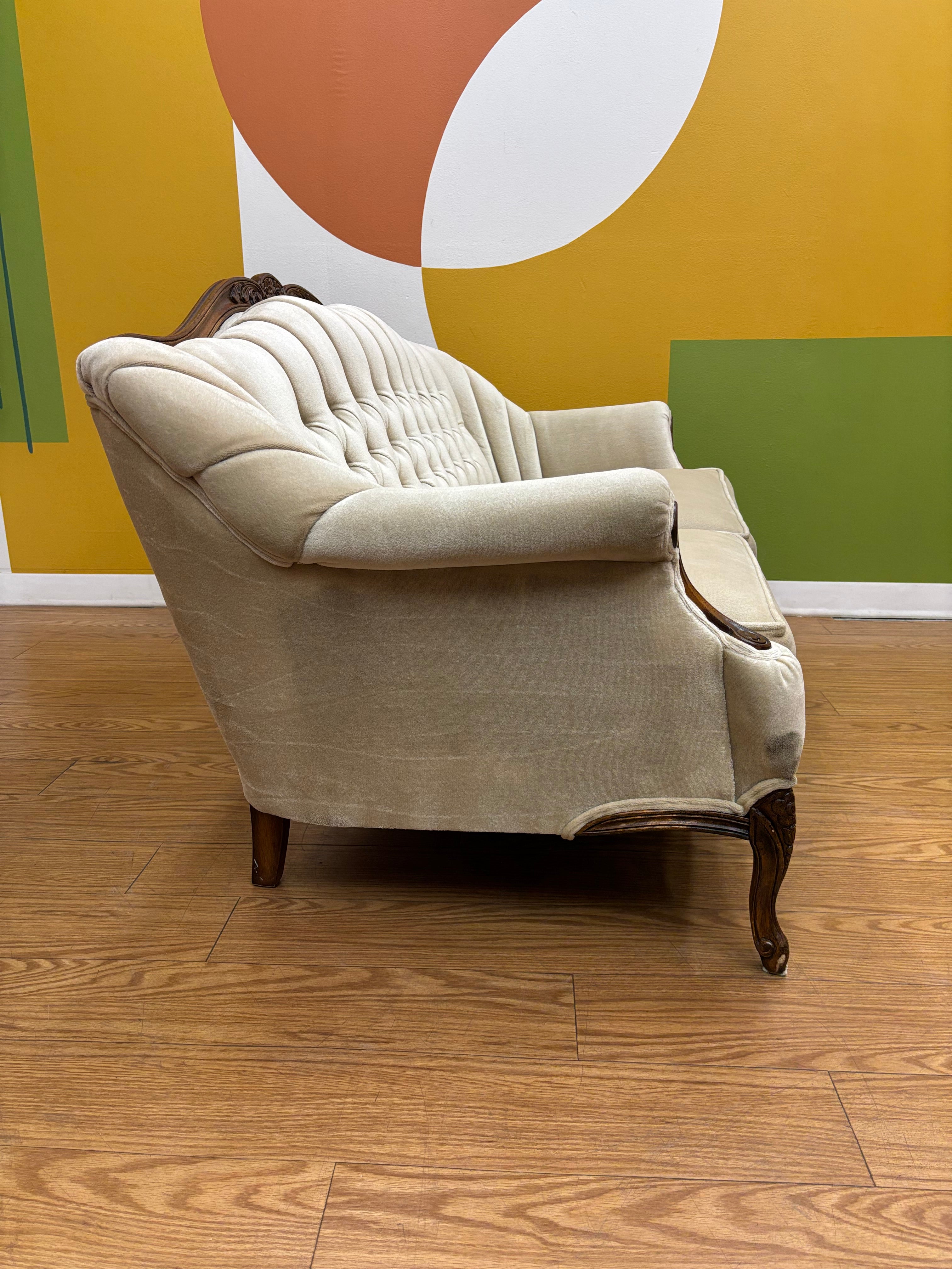 Tufted Cream Loveseat