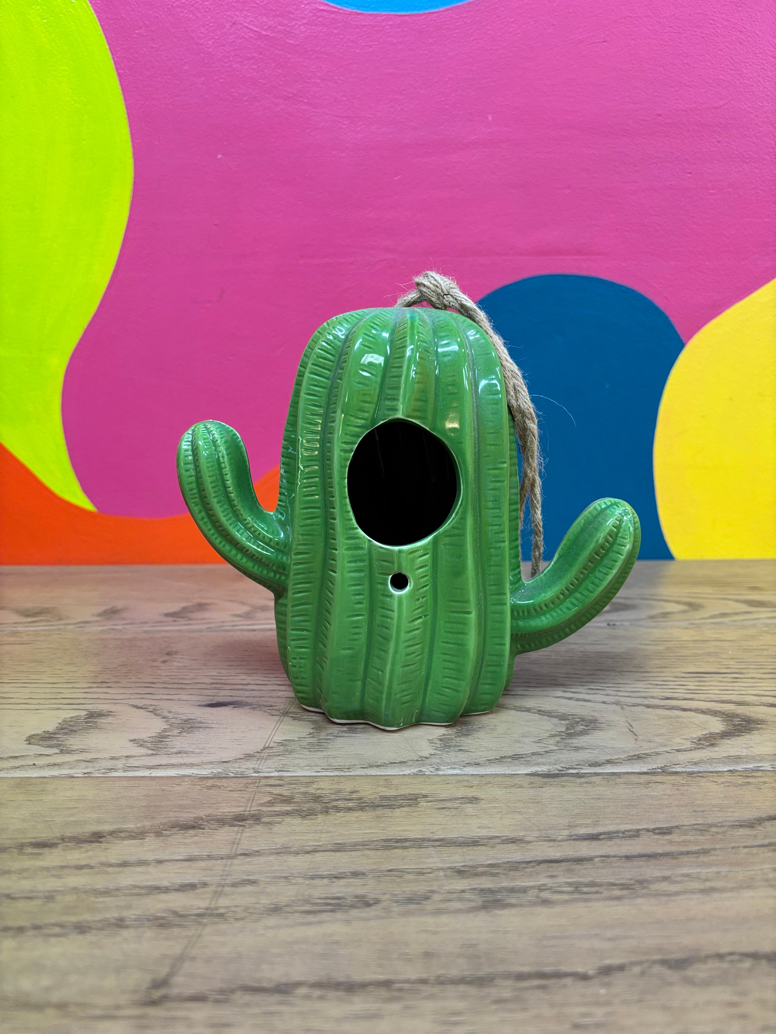 Ceramic Cactus Birdhouse