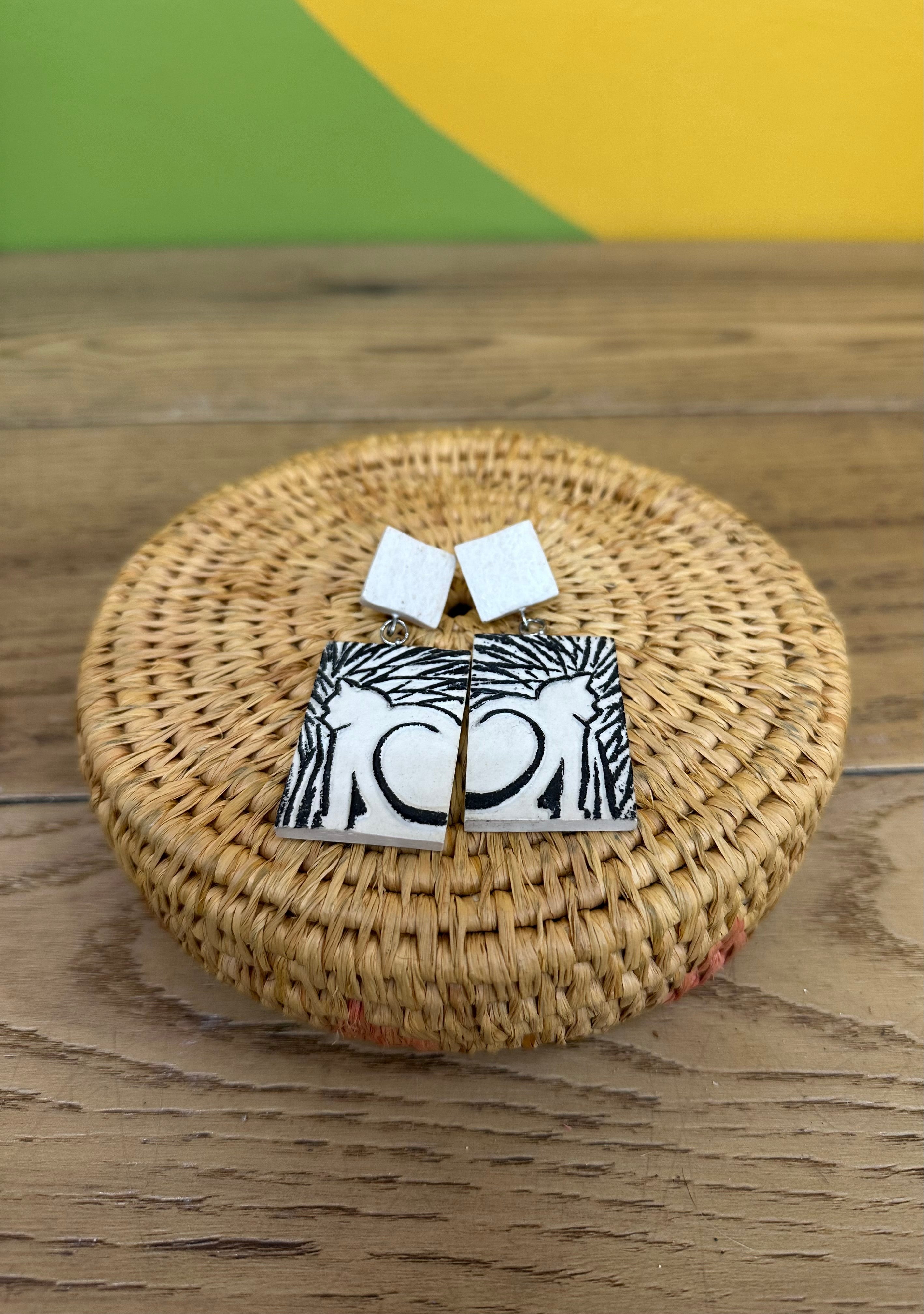 Clay Cat Earrings