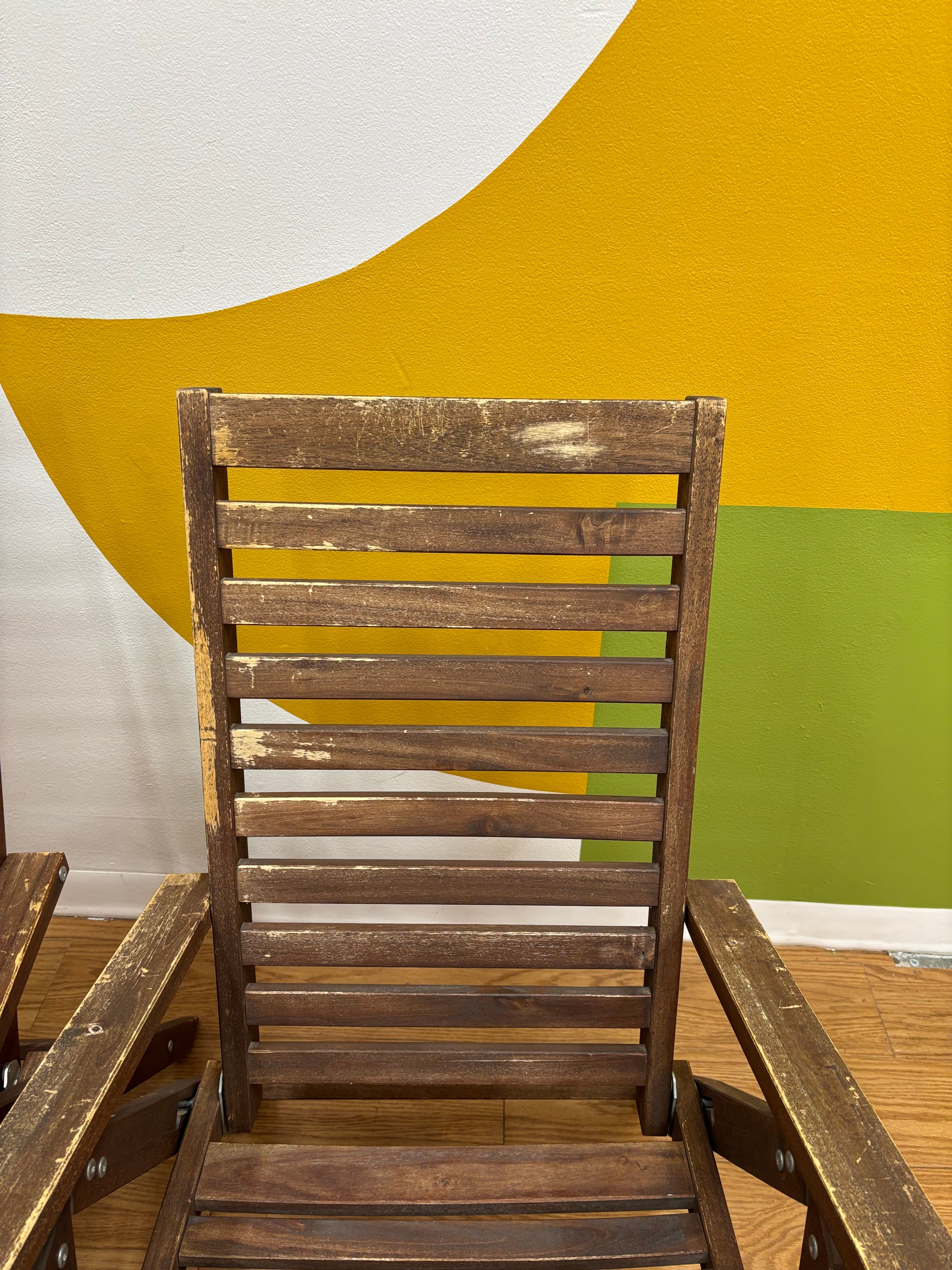 (2) Wood Folding Reclining Chairs