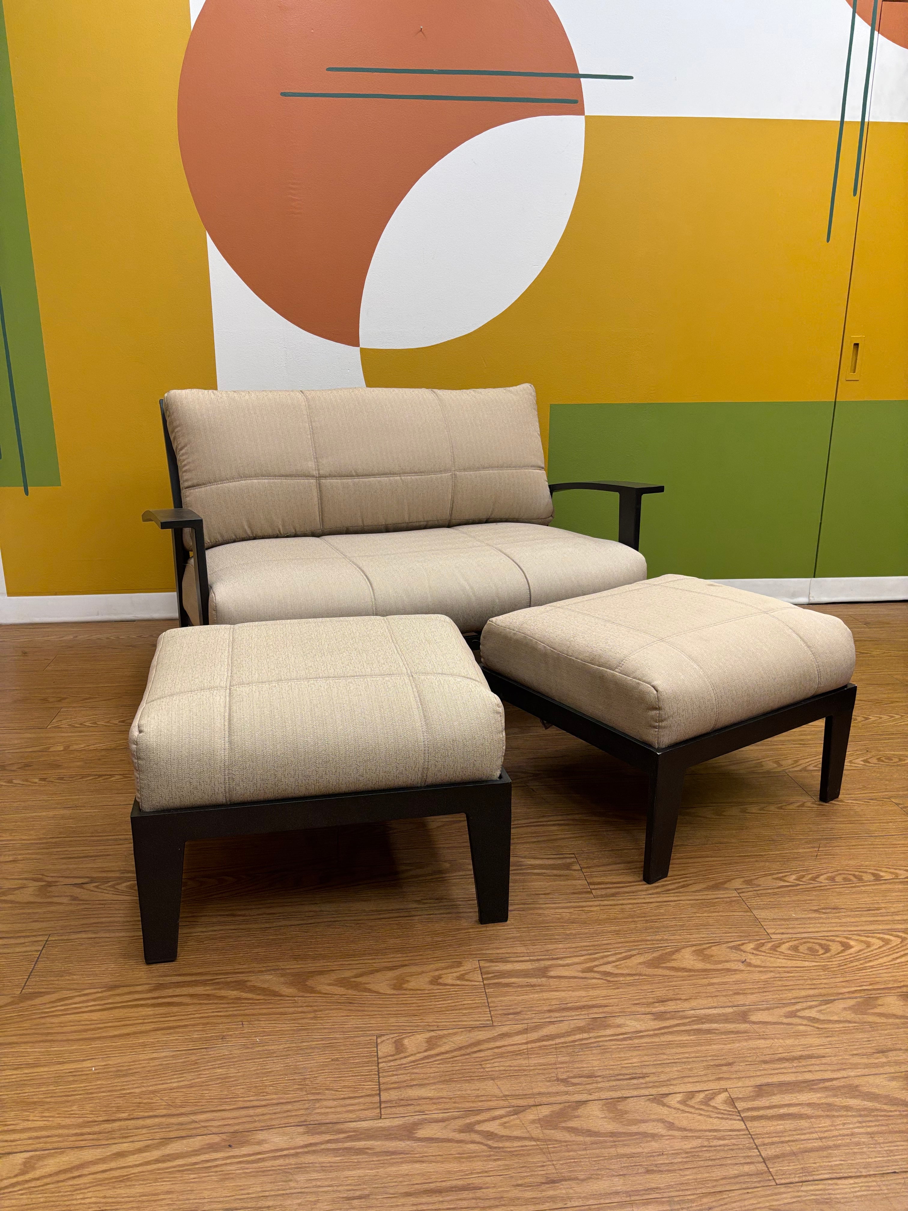 Outdoor Loveseat with Footstools