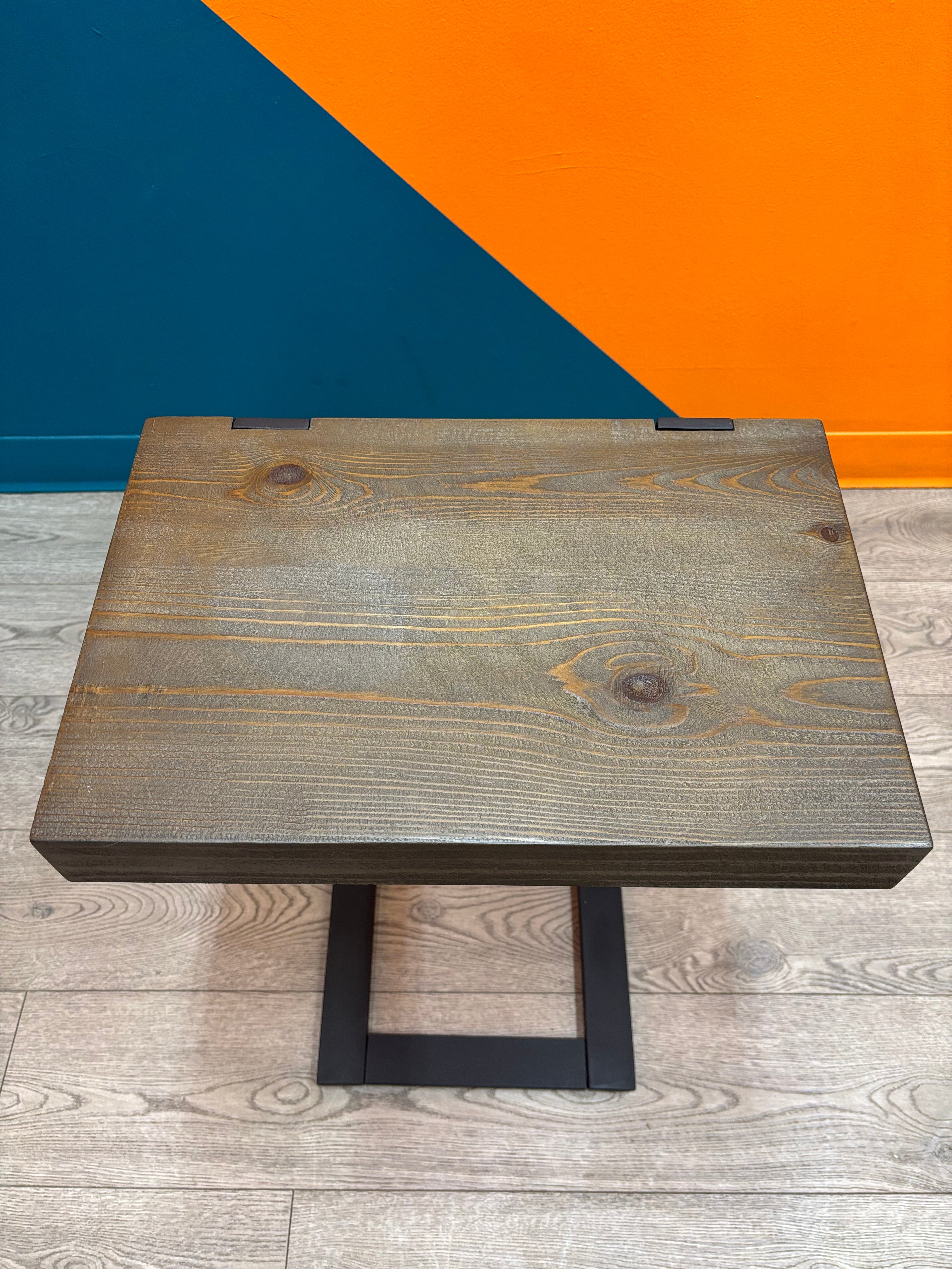 Wood C-Shaped Side Table
