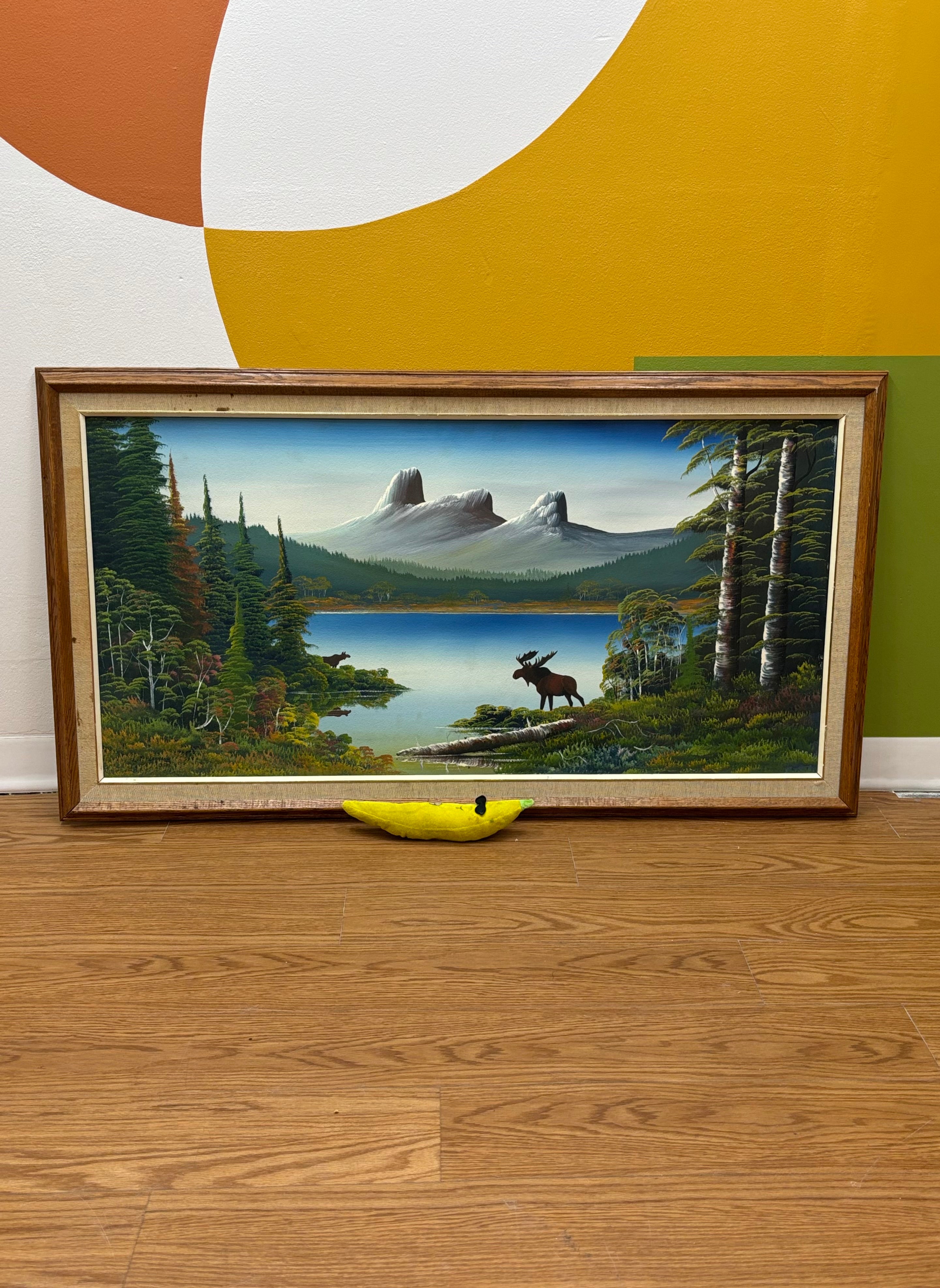 Landscape Painting with Moose