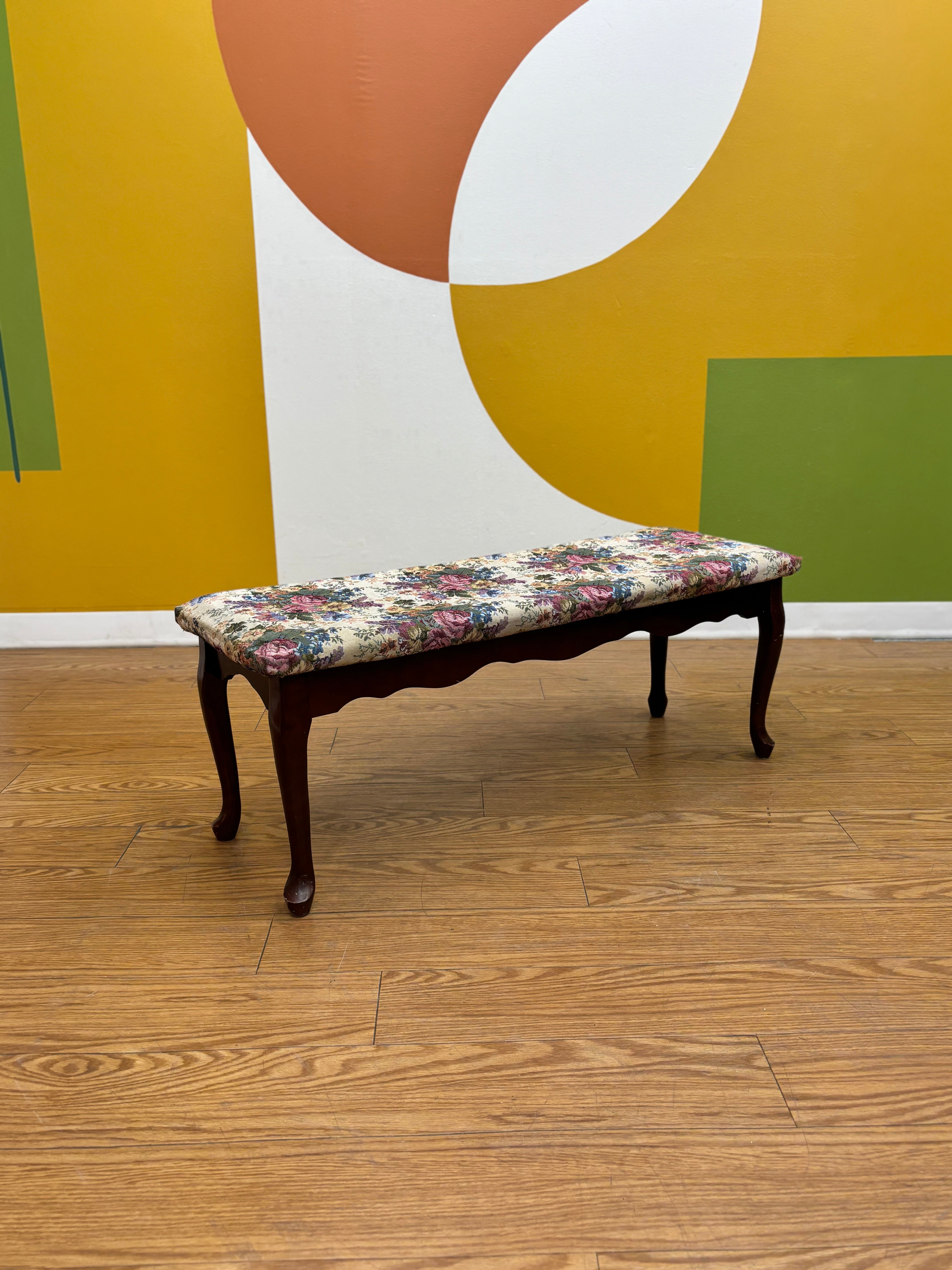 Floral Tapestry Accent Bench