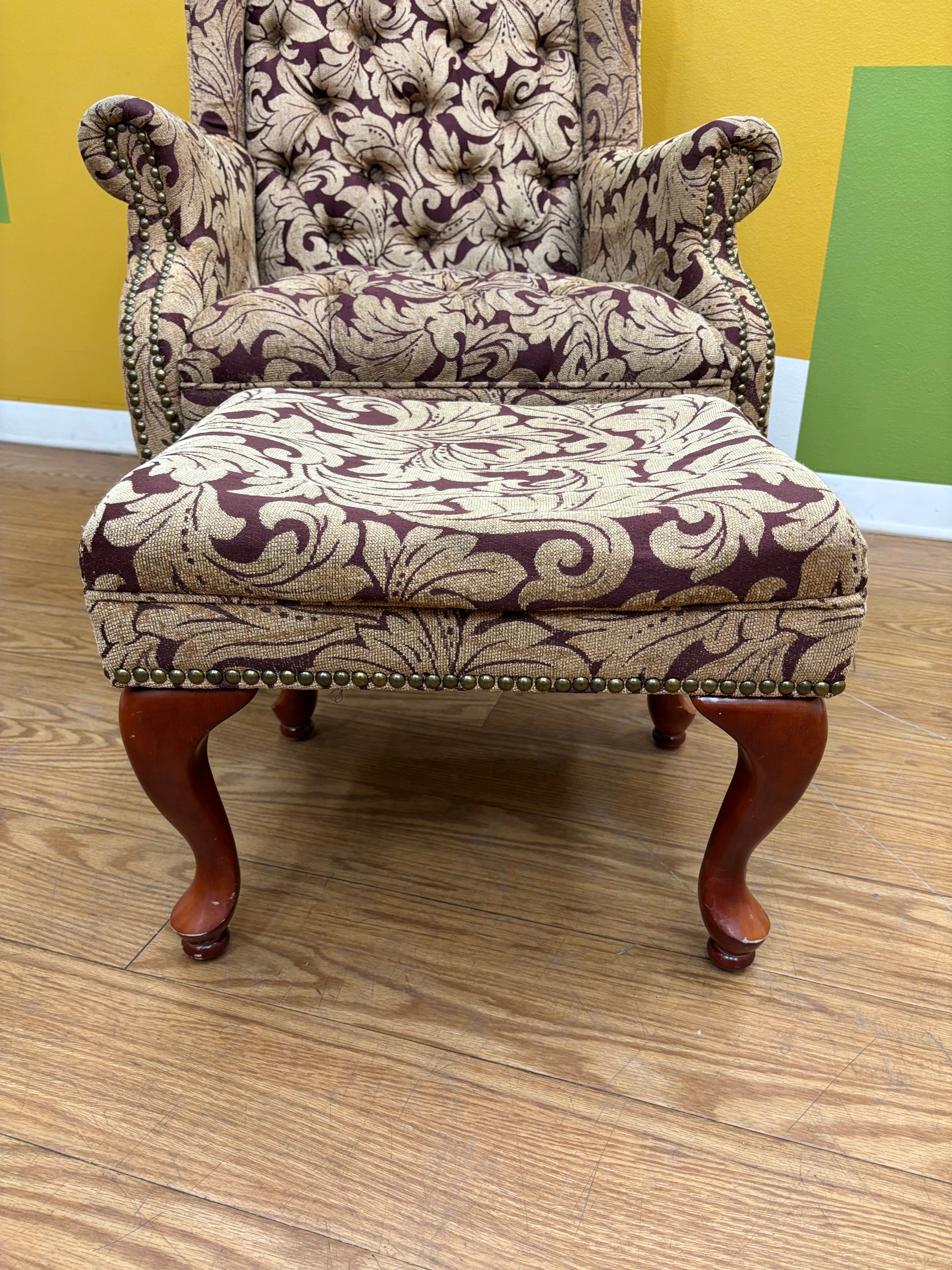Patterned Armchair & Ottoman