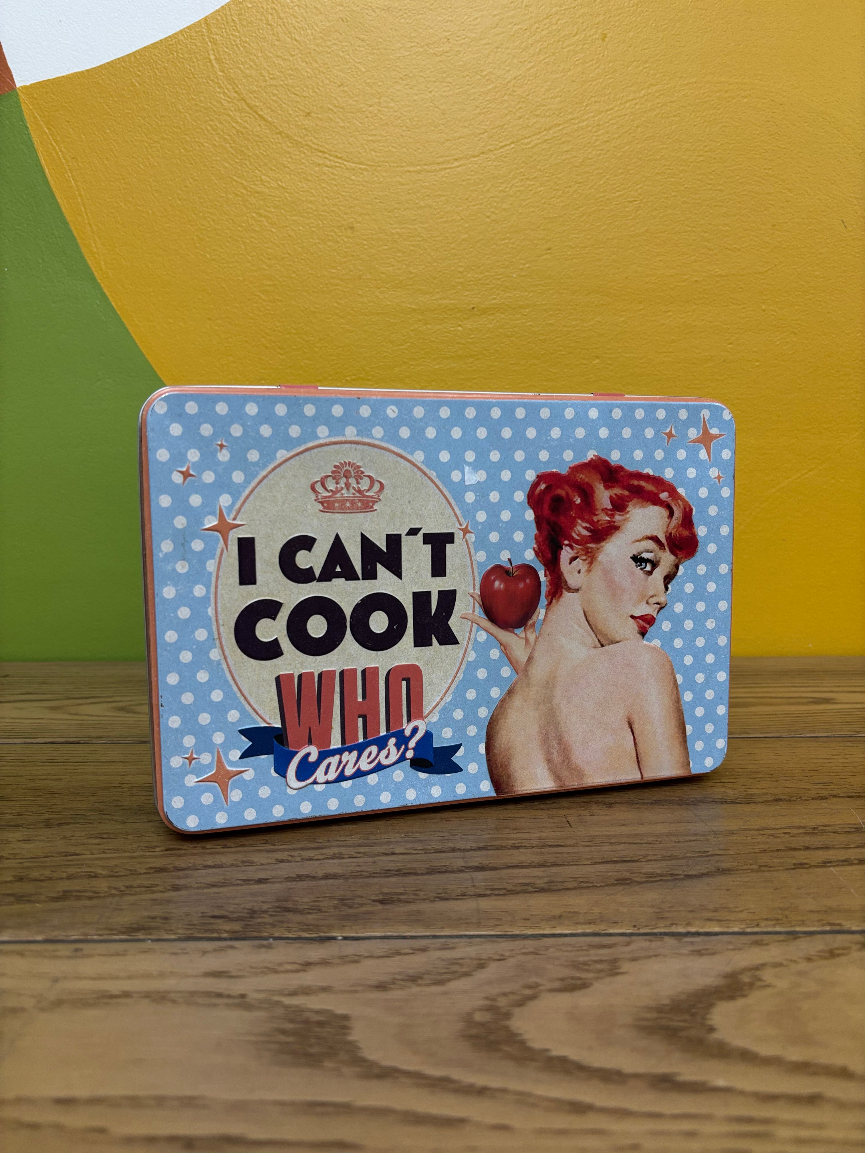 "I Can't Cook Who Cares?" Tin Snack Box