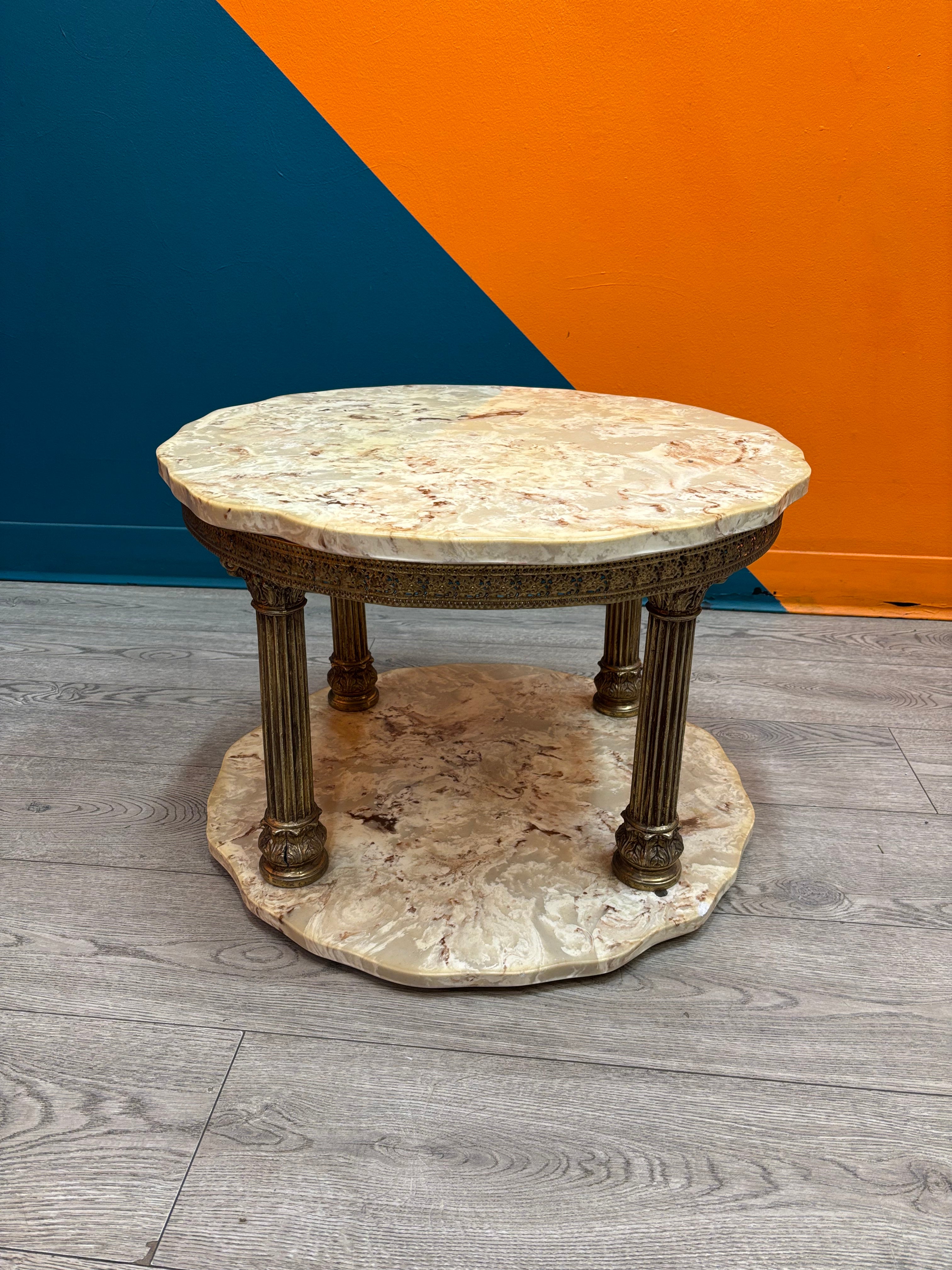 Brass and Marble Side Table