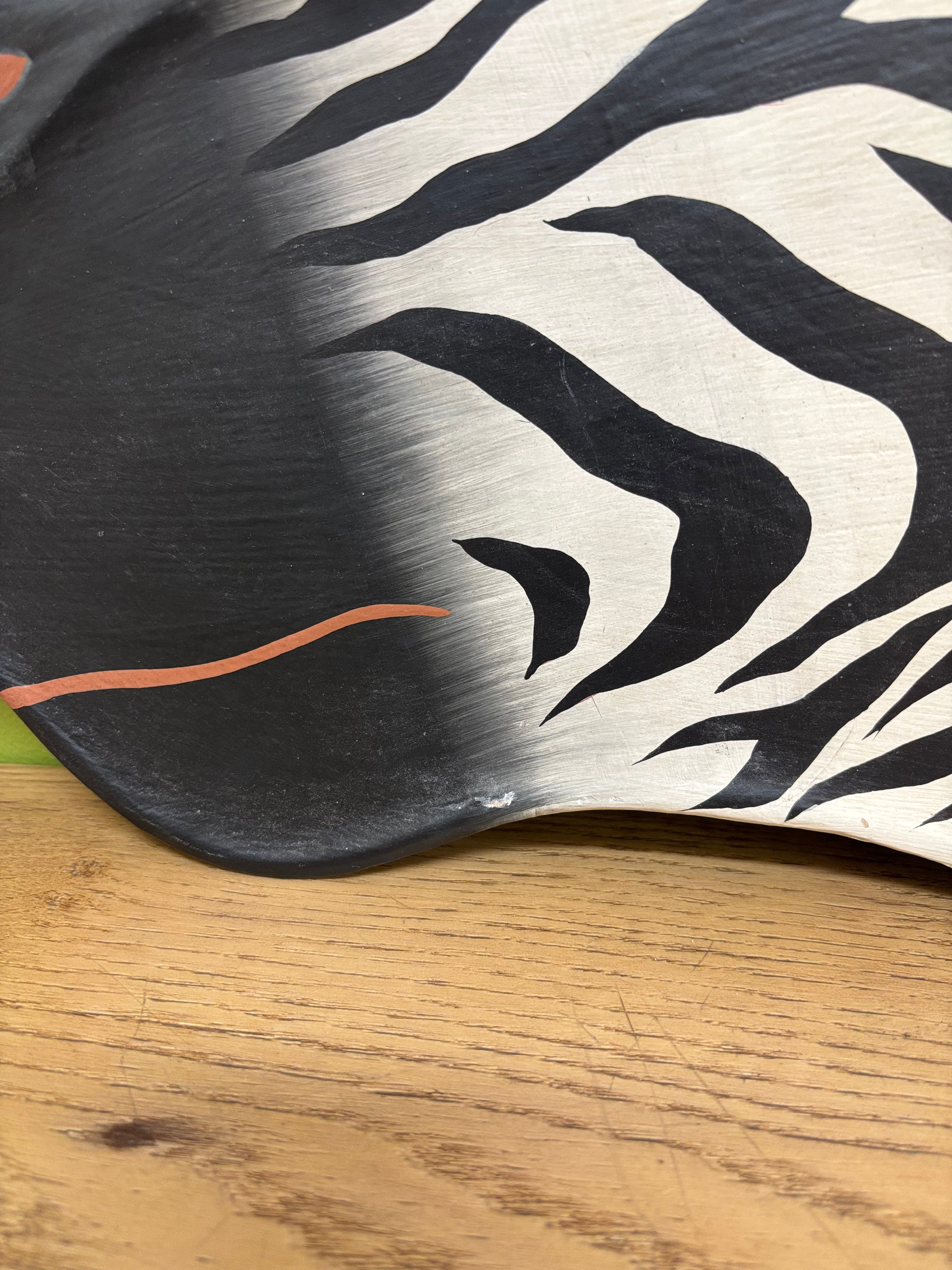 Wood Zebra Head Plaque