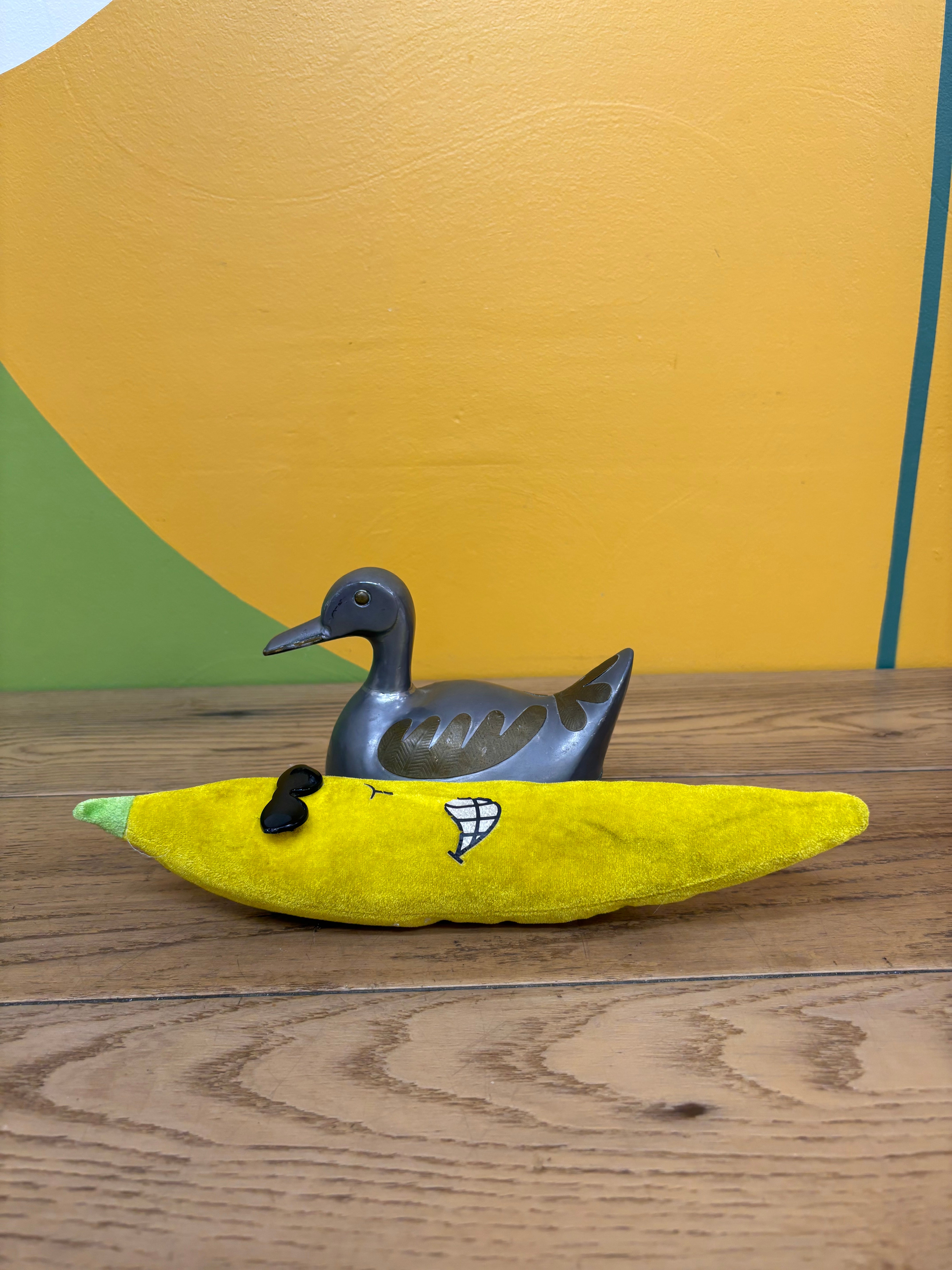 Pewter and Brass Duck Trinket Box