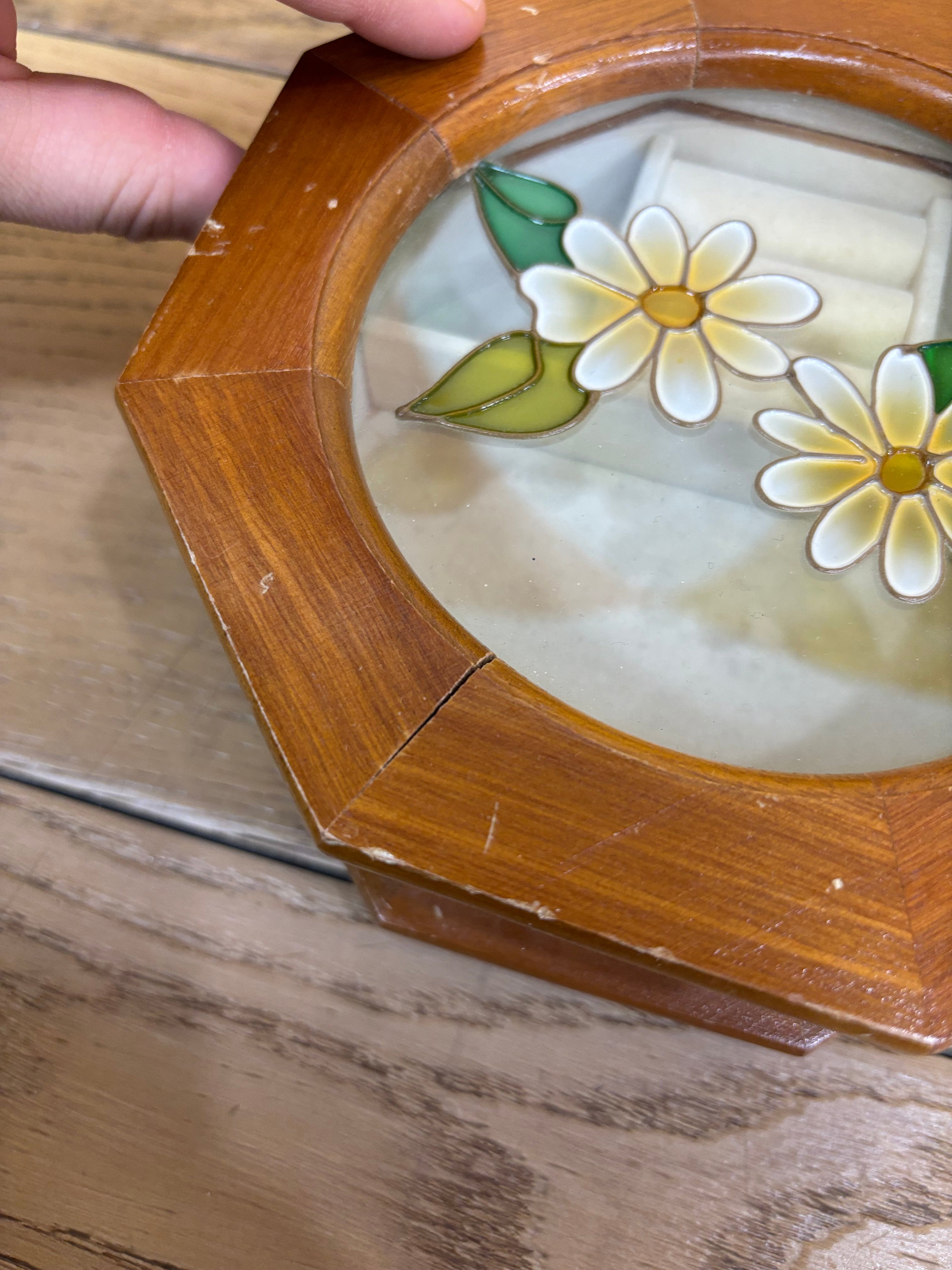 Stained Glass Wood Jewelry Box