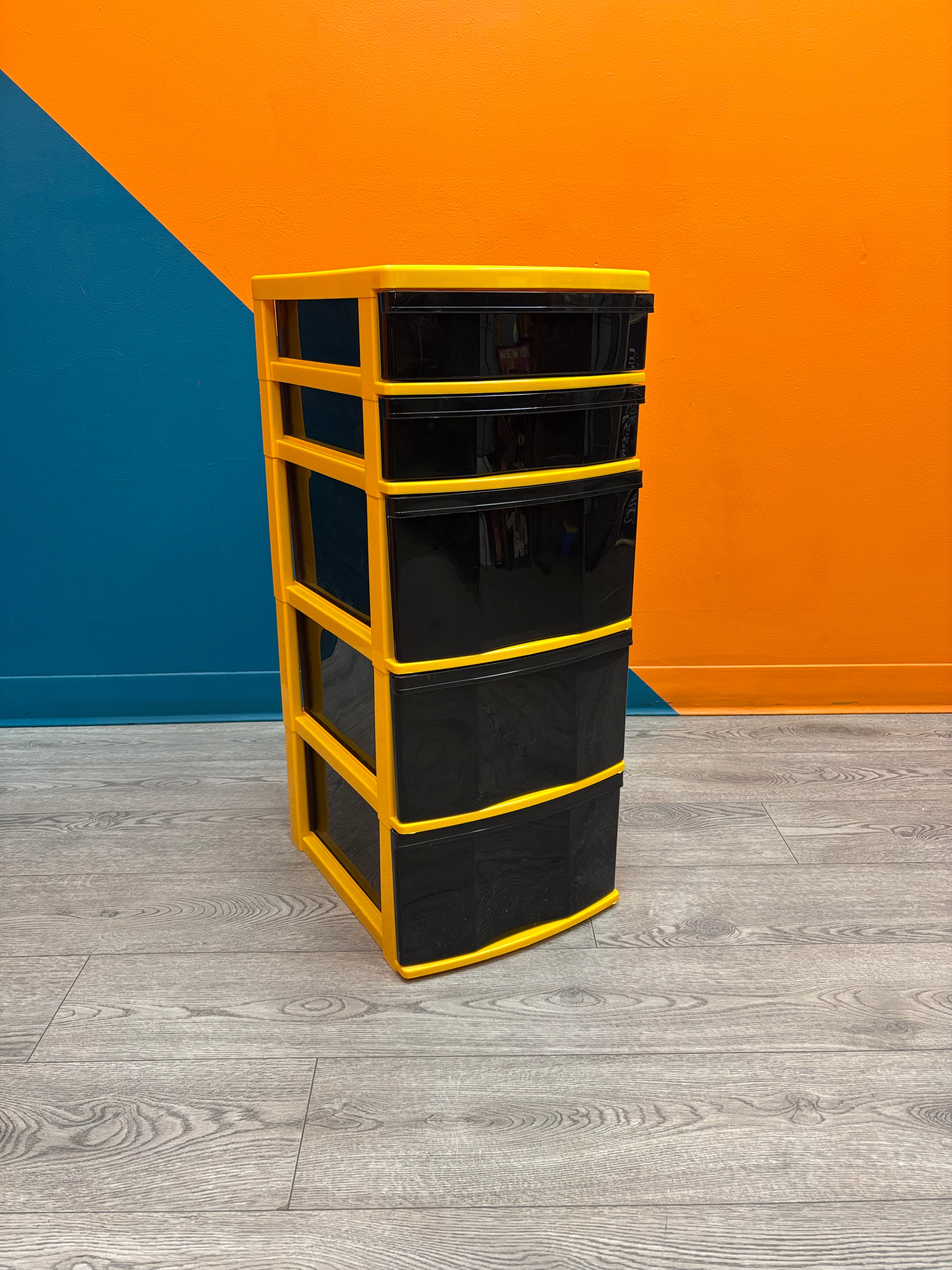 Black & Yellow Plastic Drawers