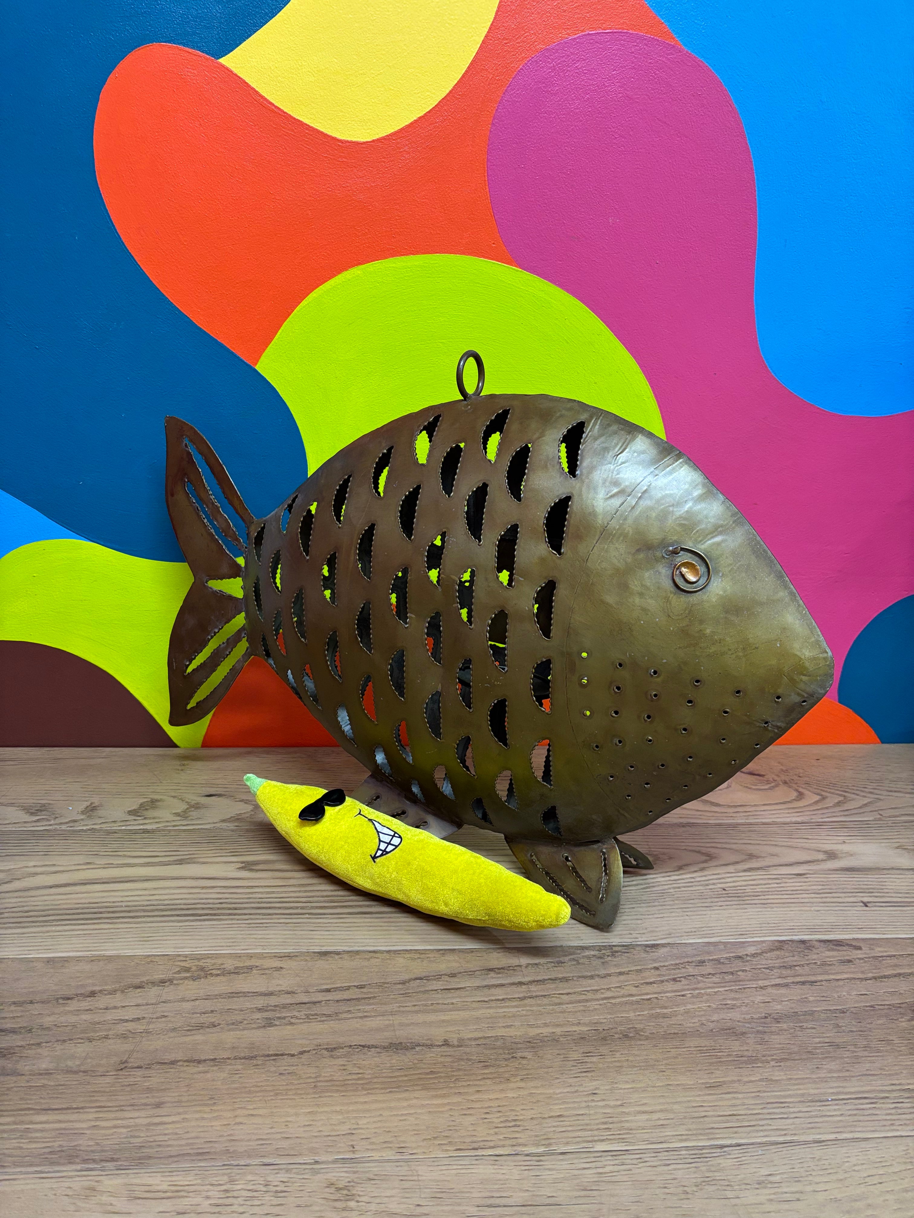 Large Metal Fish Candle Holder