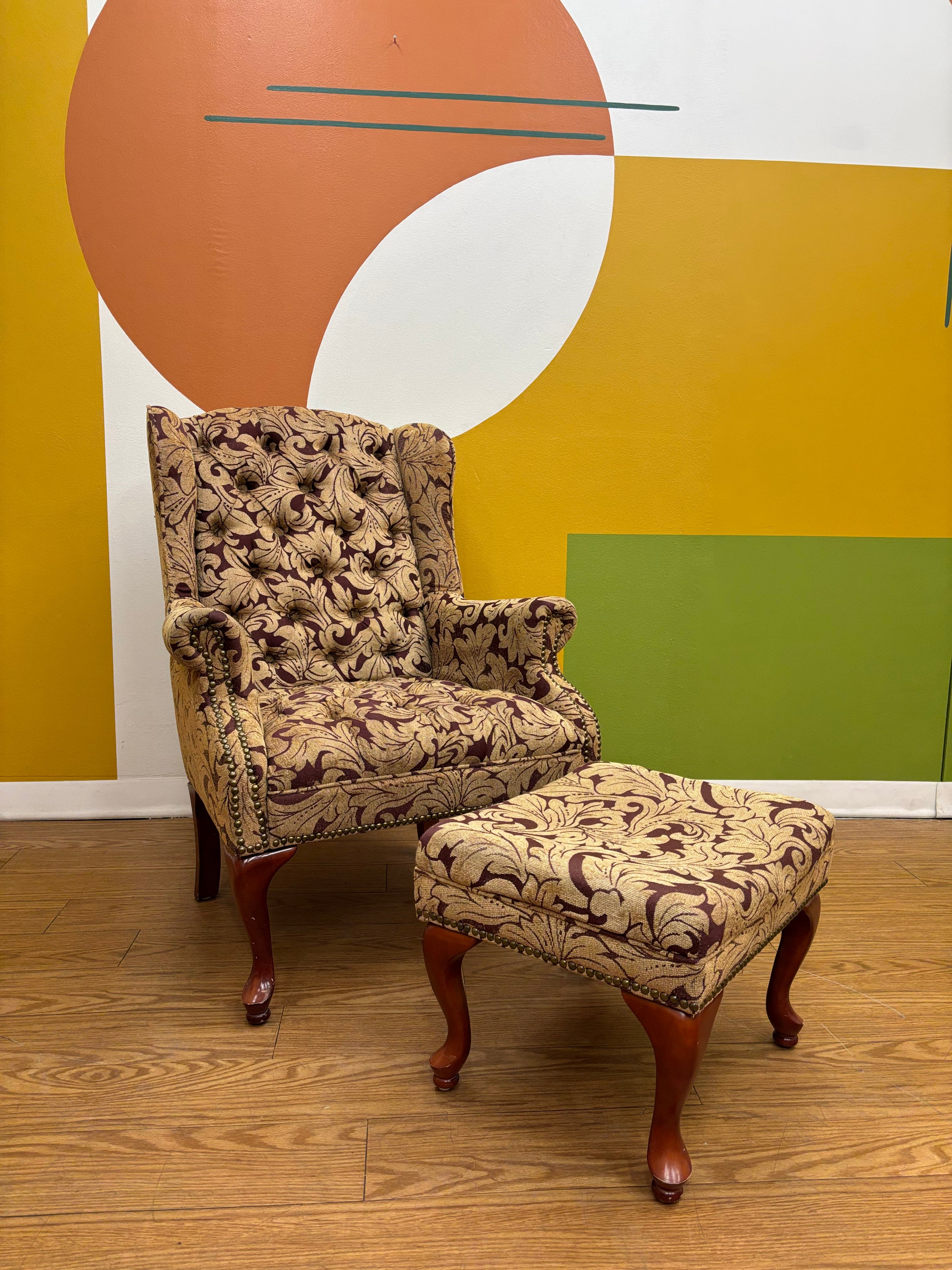 Patterned Armchair & Ottoman