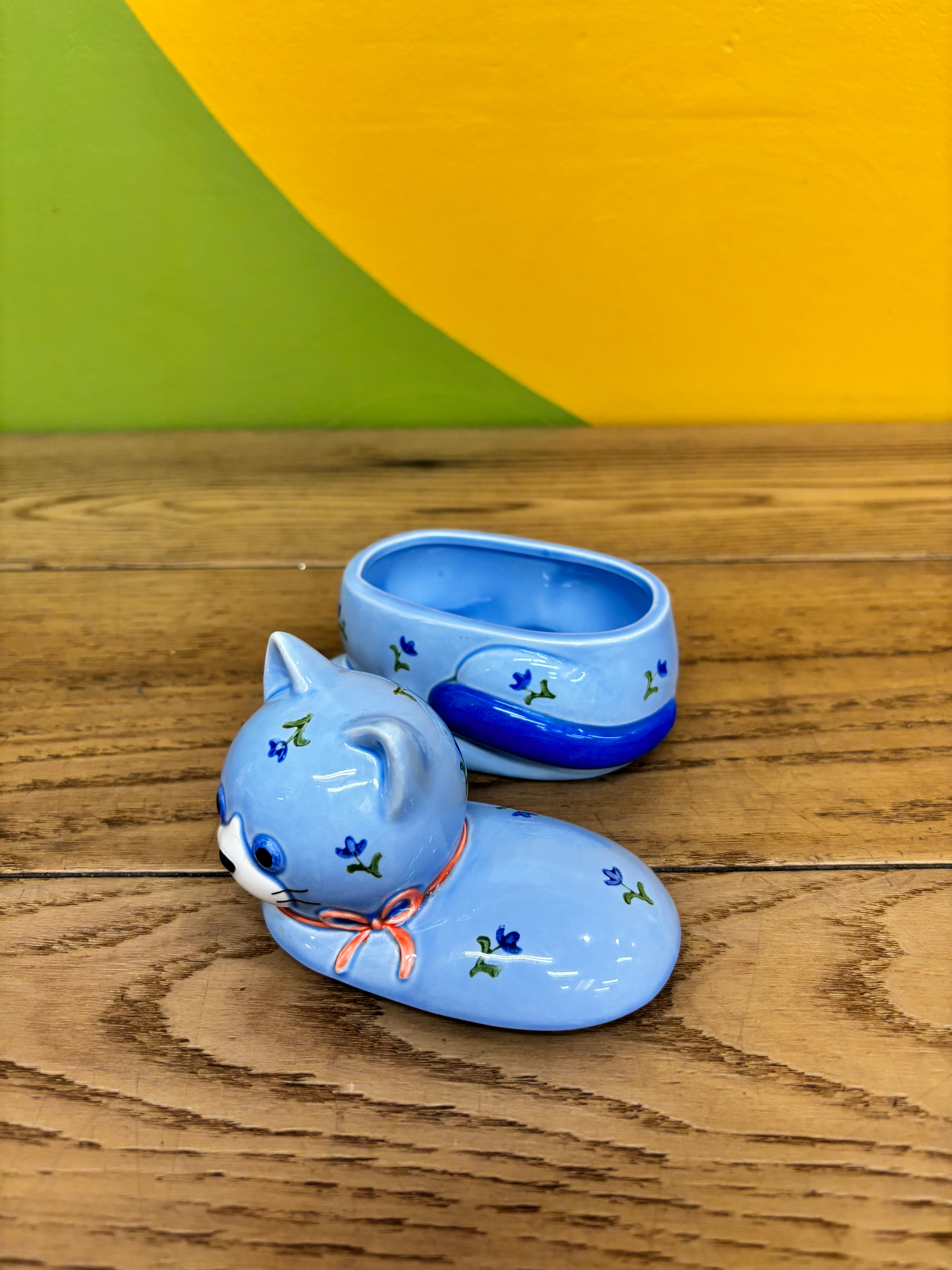 Otagiri Blue Cat Trinket Box